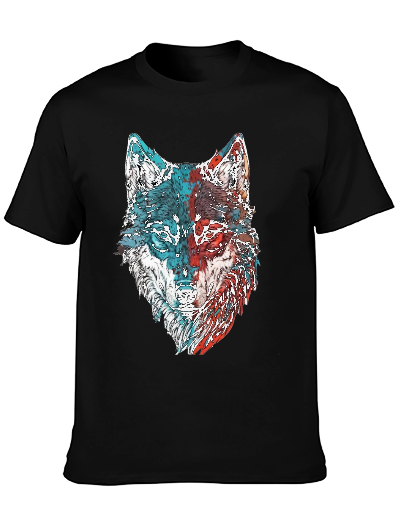 Black Wolf Graphic Print Men's T-Shirt view 3