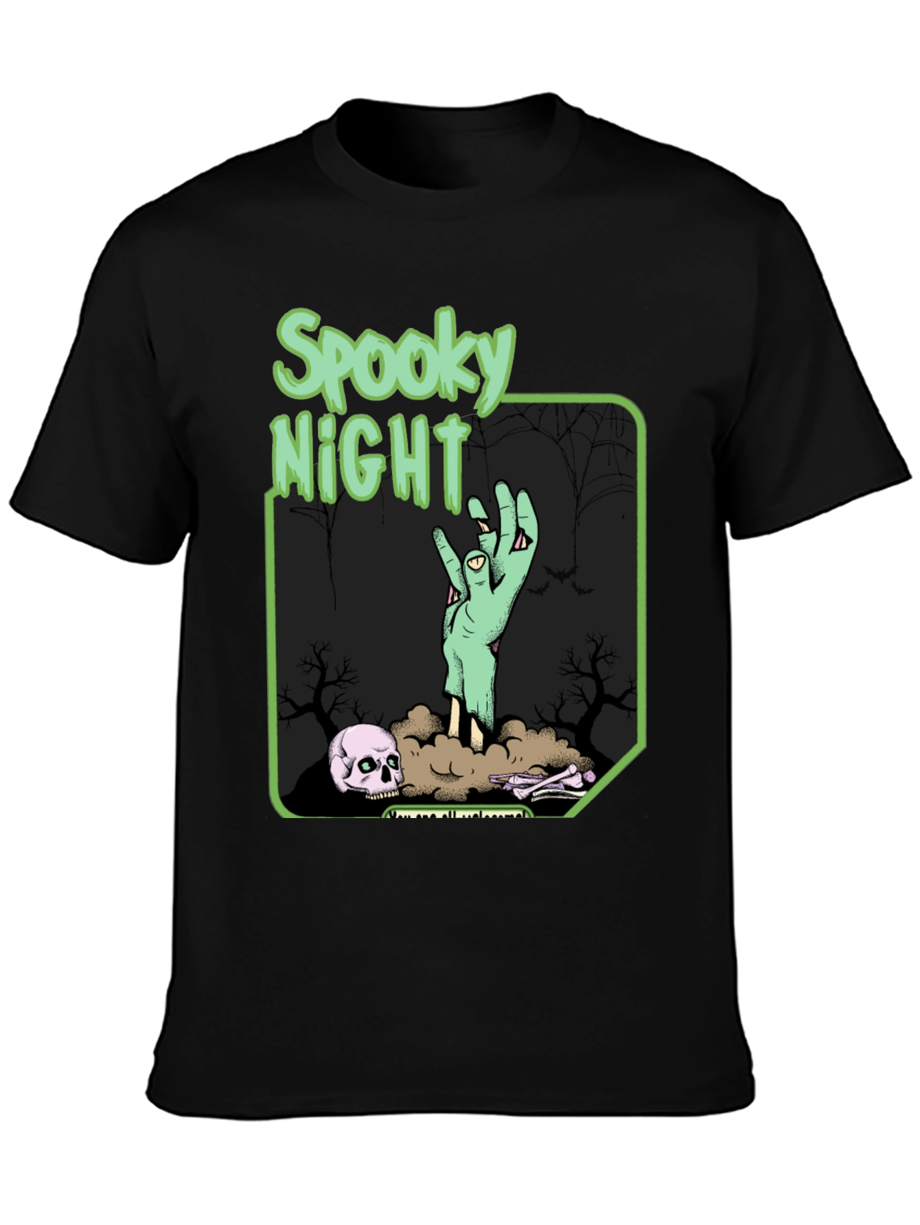 Black Spooky Night Graphic T-Shirt view 3
