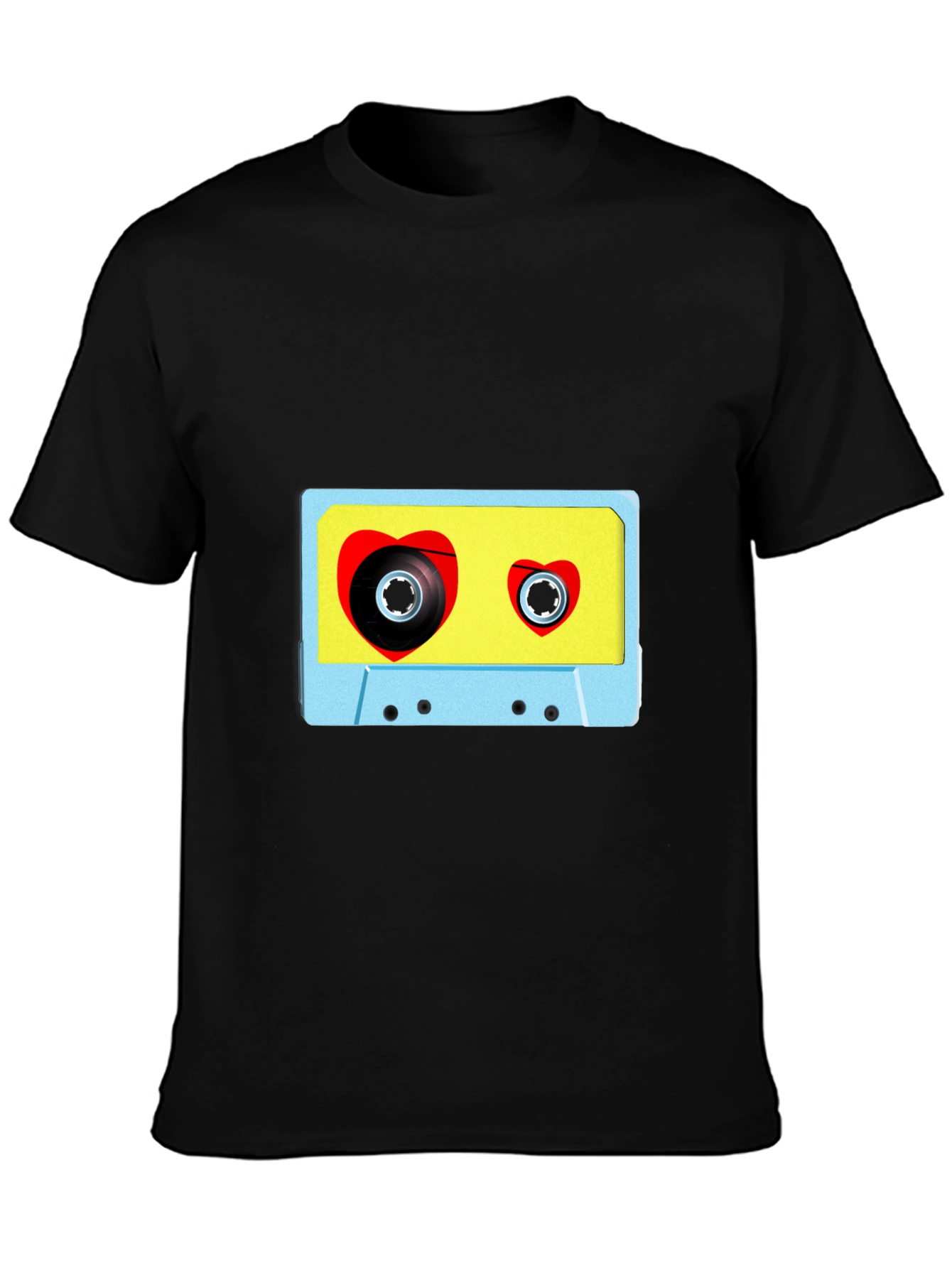 Black Retro Love Tape T-Shirt - Vintage Heart Cassette Tee view 3