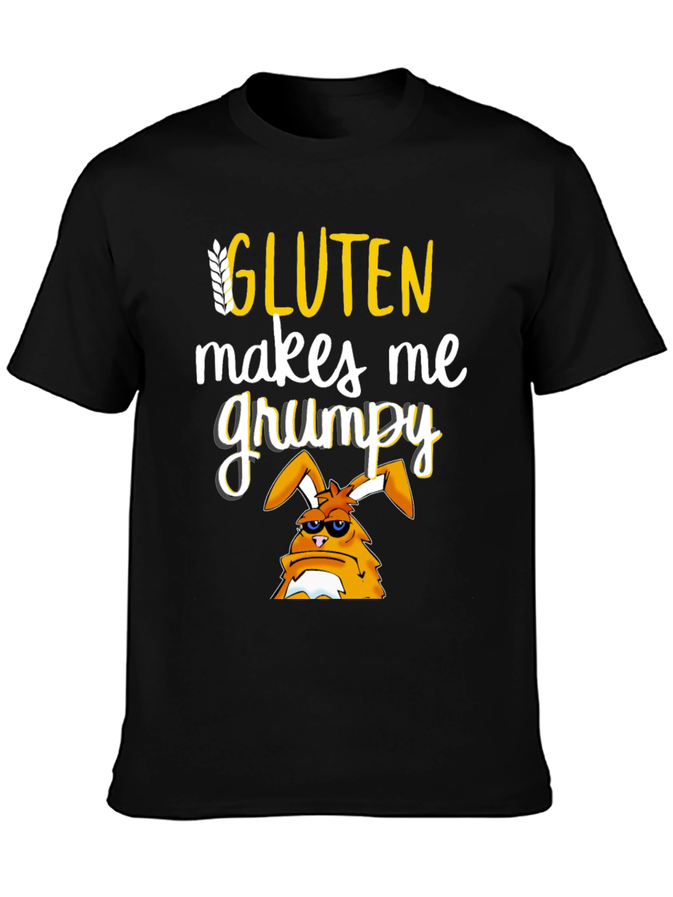 Black Gluten Makes Me Grumpy T-Shirt view 3
