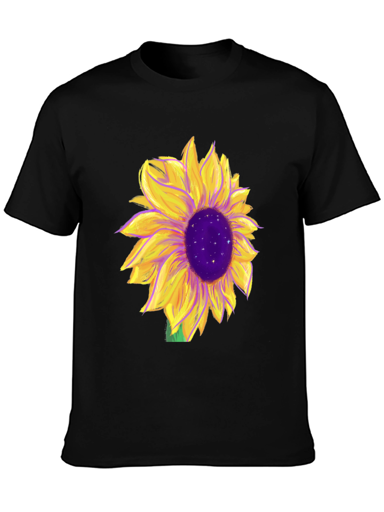 Black Sunflower Graphic Tee - Black Cotton Blend view 3