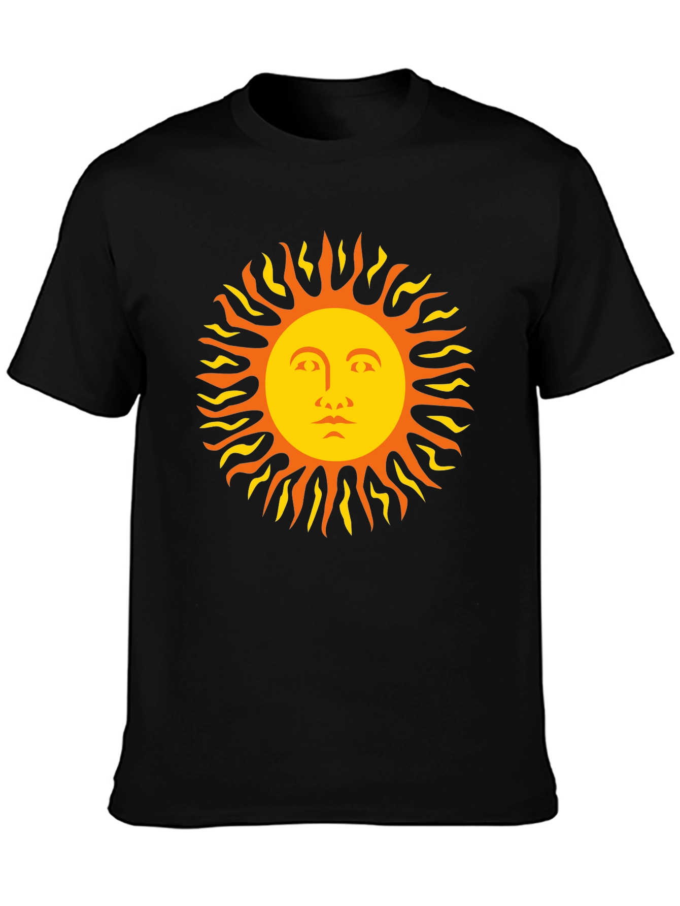 Black Sun Face Graphic Tee - Black Cotton T-Shirt view 3