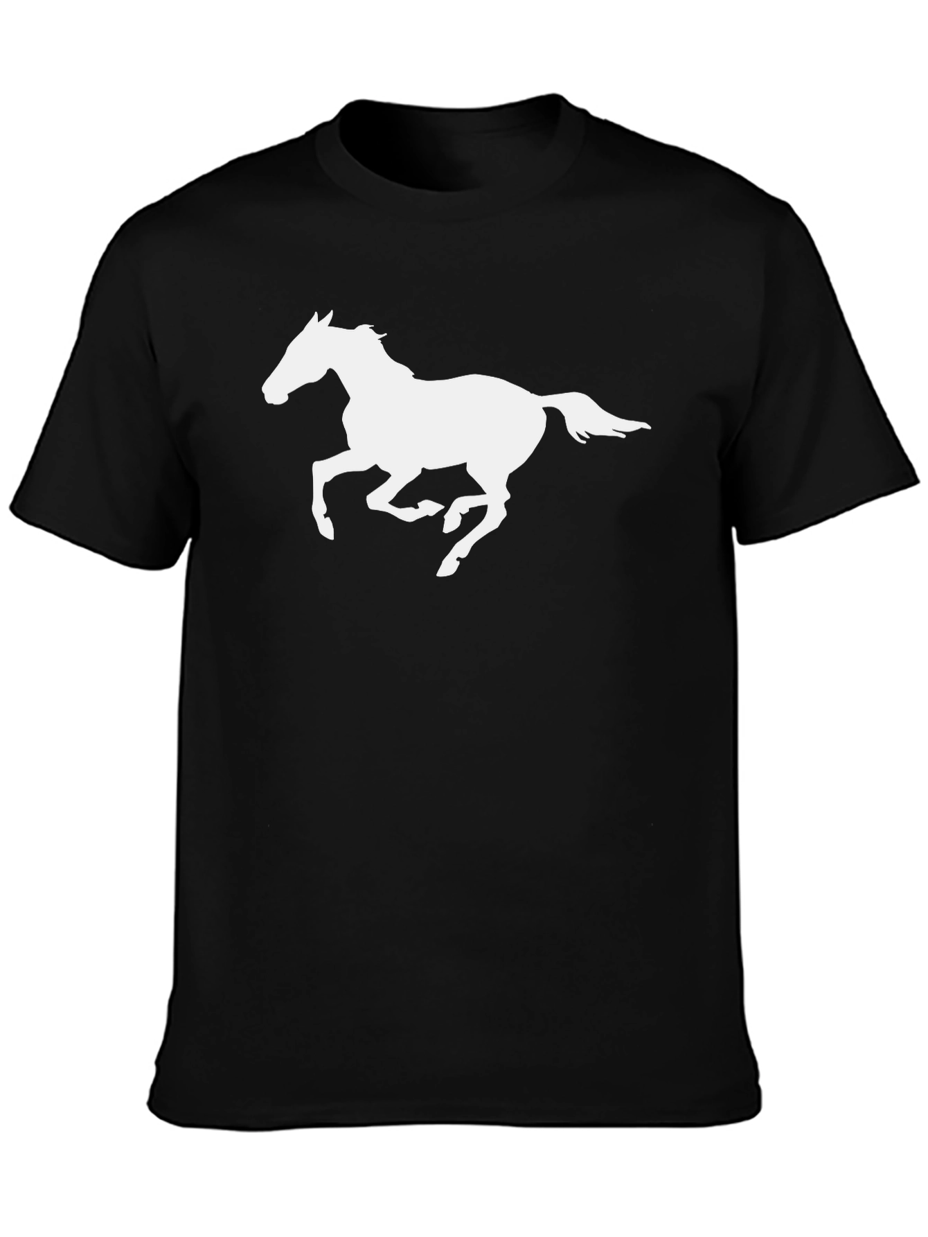 Black Black T-Shirt with White Horse Graphic view 3