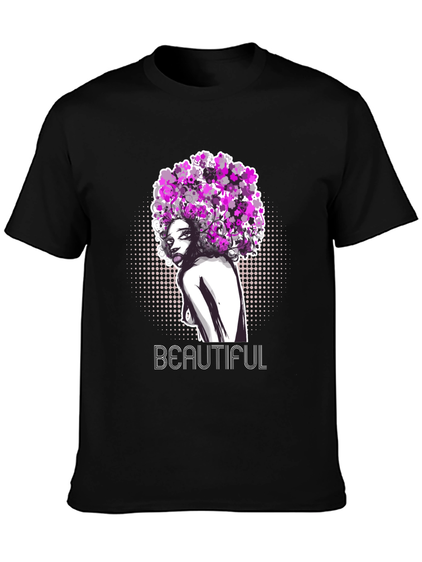 Black Beautiful Woman Graphic T-Shirt - Black view 3