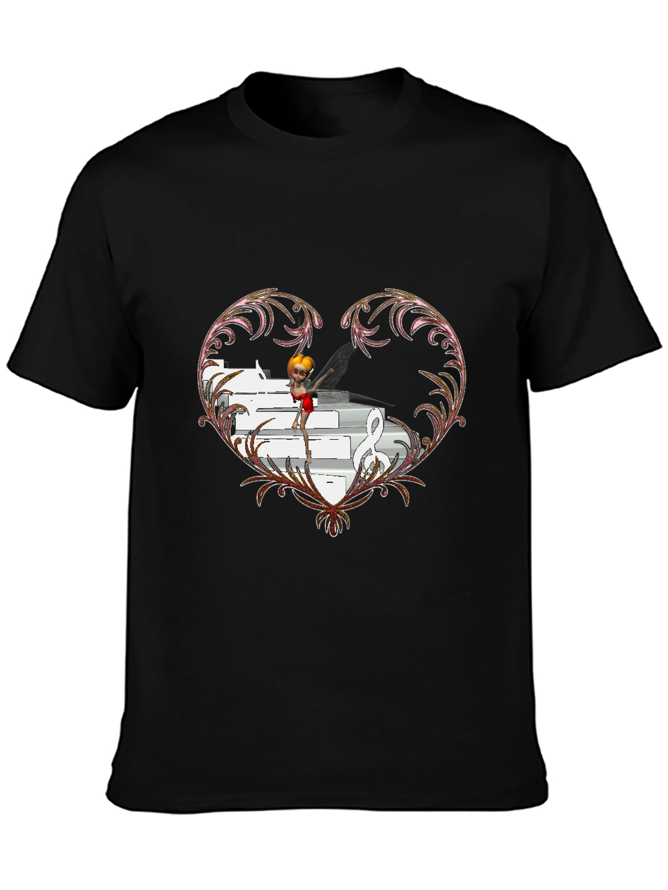 Black Musical Heart Graphic Tee - Unique Design view 3