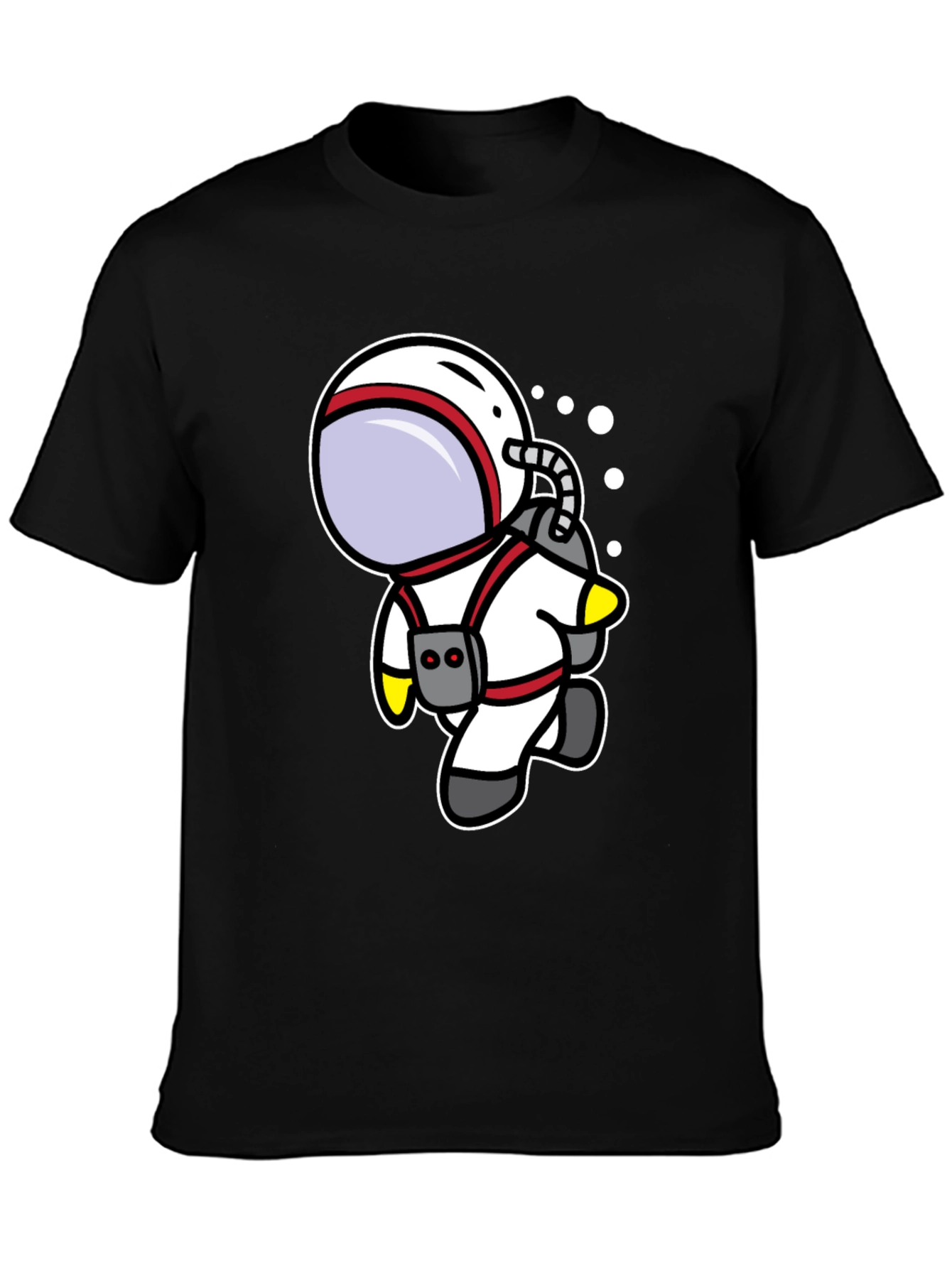 Black Cartoon Astronaut Black T-Shirt view 3