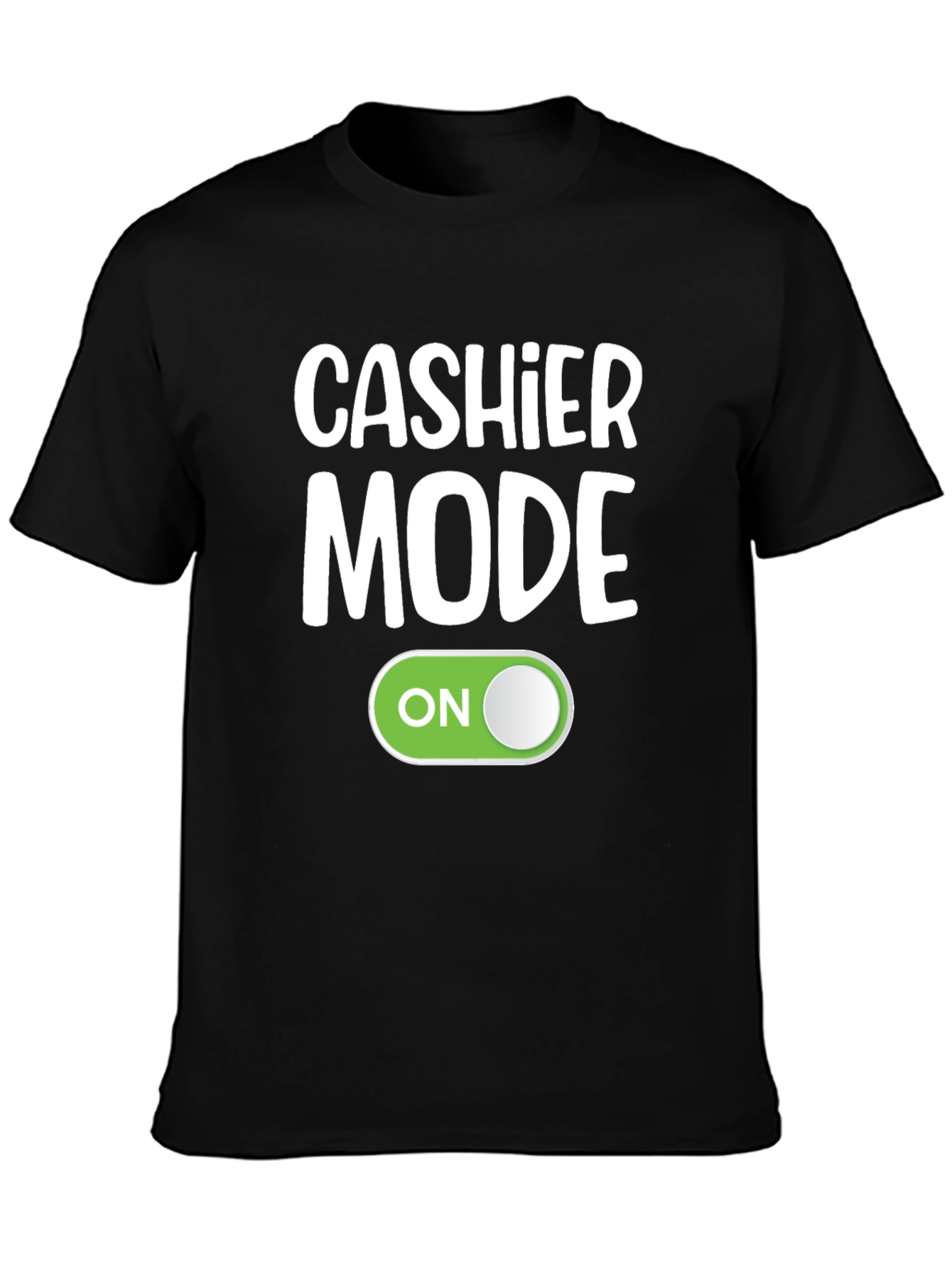 Black Cashier Mode On Black T-Shirt Funny Employee Gift view 3