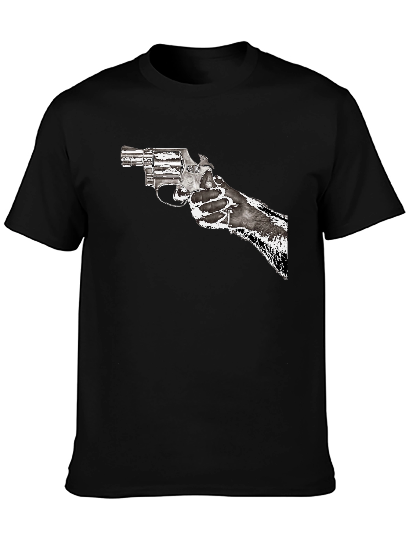 Black Gun Graphic T-Shirt - Black Cotton Blend view 3