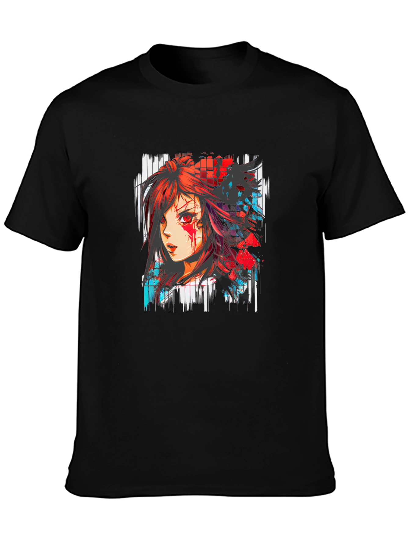Black Anime Girl Graphic Black T-Shirt view 3