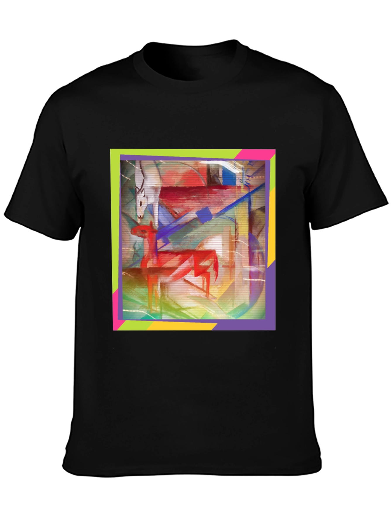 Black Abstract Deer Graphic Tee - Artistic Menswear view 3