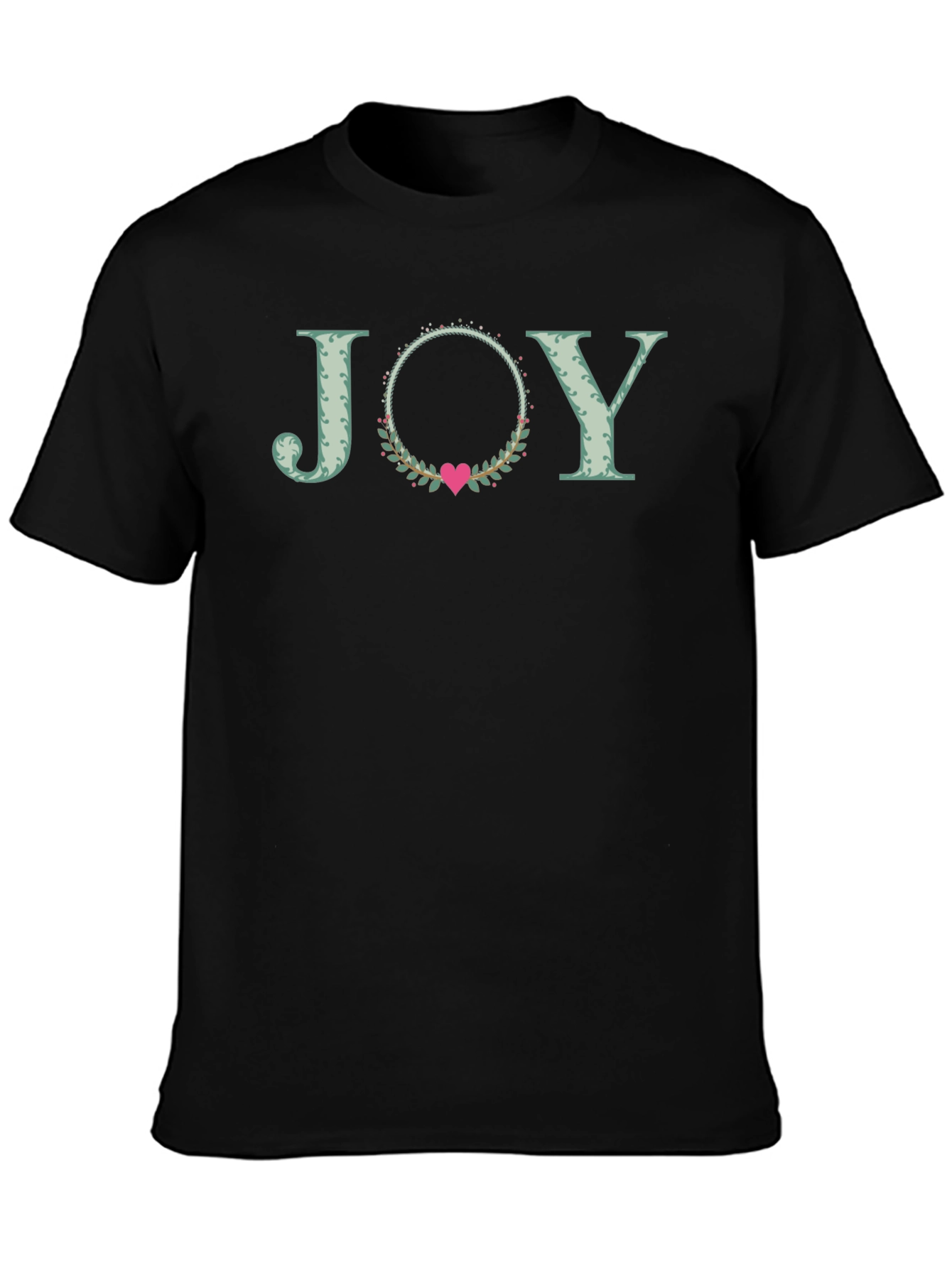Black Joy Heart Wreath Graphic Tee - Black view 3