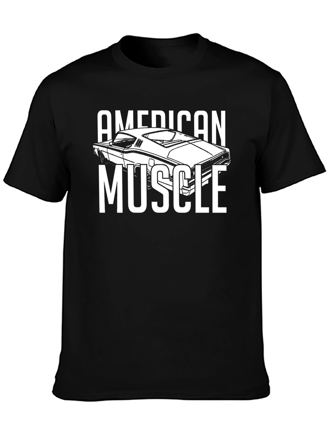 Black American Muscle Car T-Shirt - Black view 3
