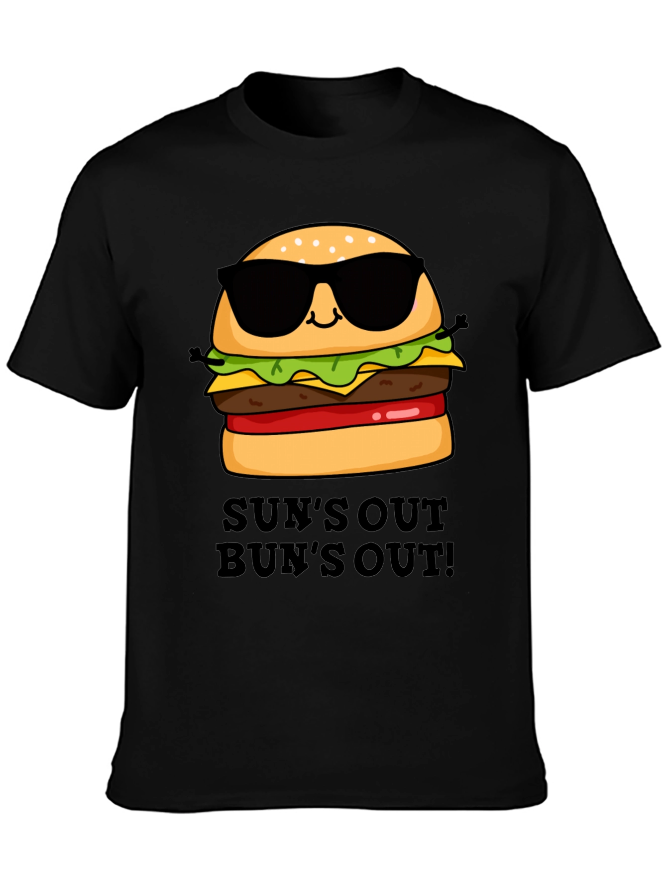 Black Sun's Out Bun's Out Burger Graphic Tee view 3