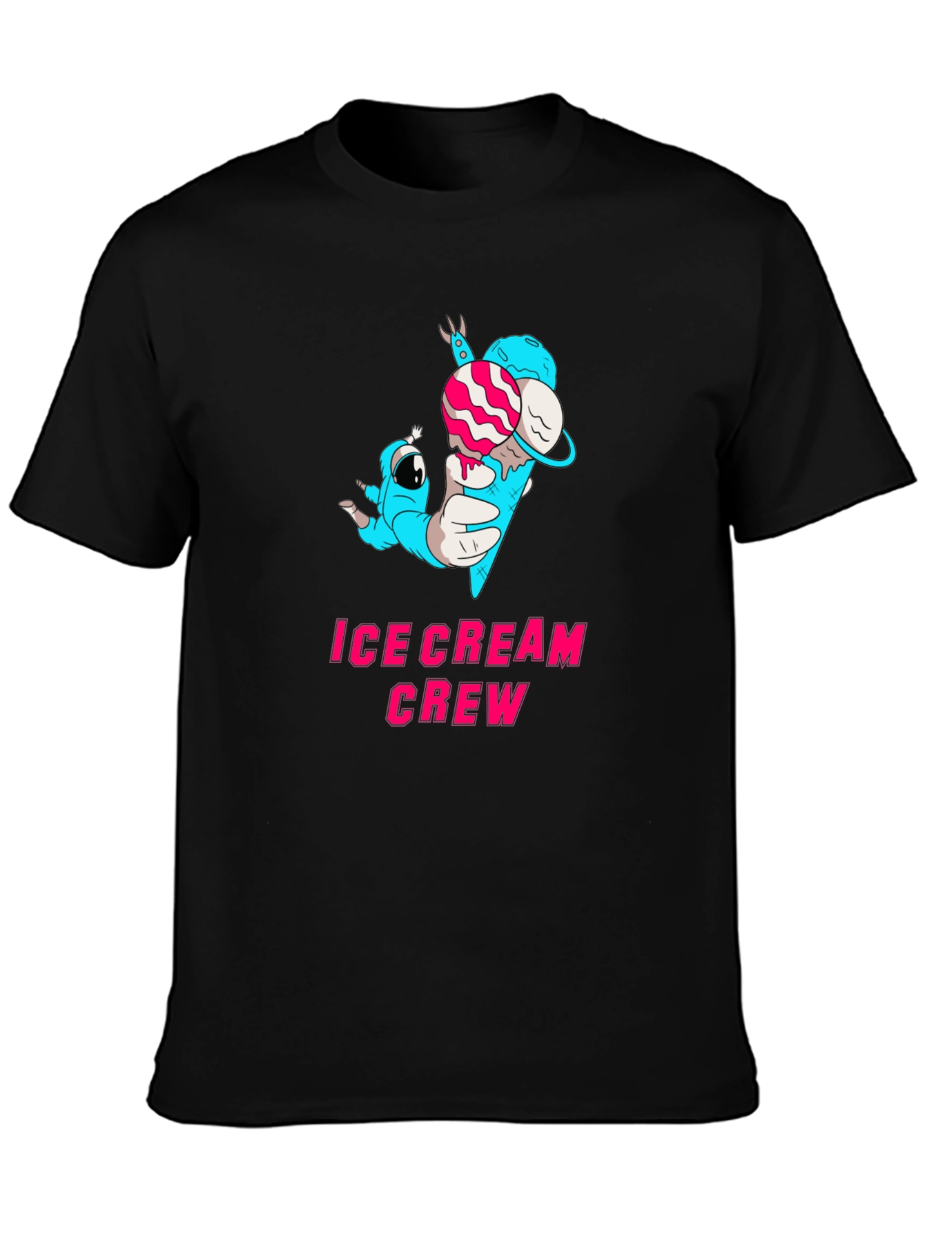 Black Ice Cream Crew Graphic Tee - Black Cotton Blend view 3