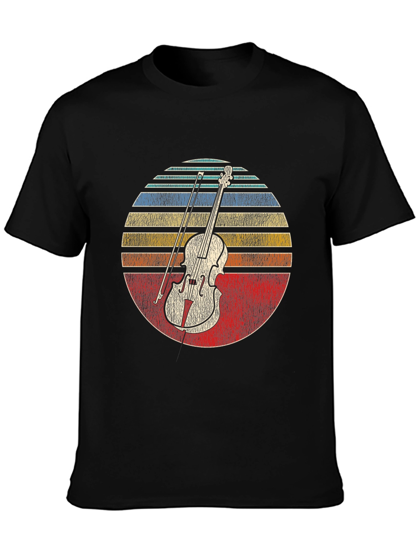 Black Vintage Violin Sunset Graphic Tee view 3