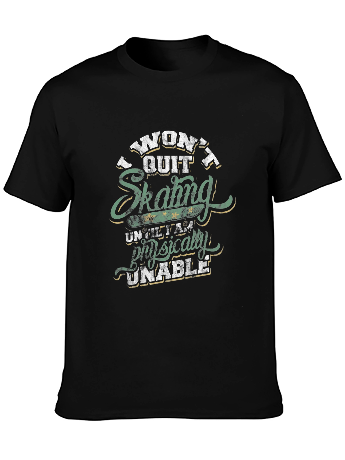 Black Skating Graphic T-Shirt: I Won't Quit view 3