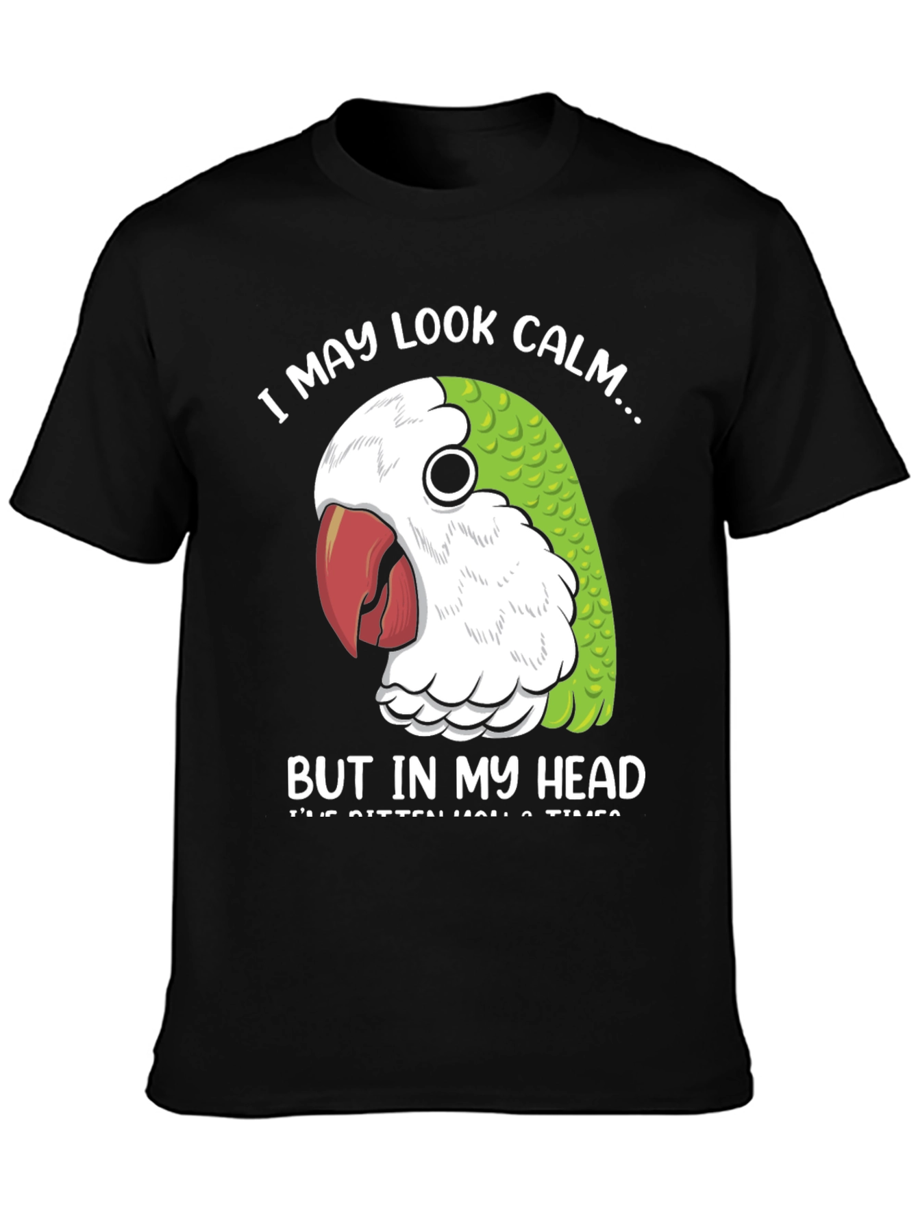 Black Calm Parrot T-Shirt view 3