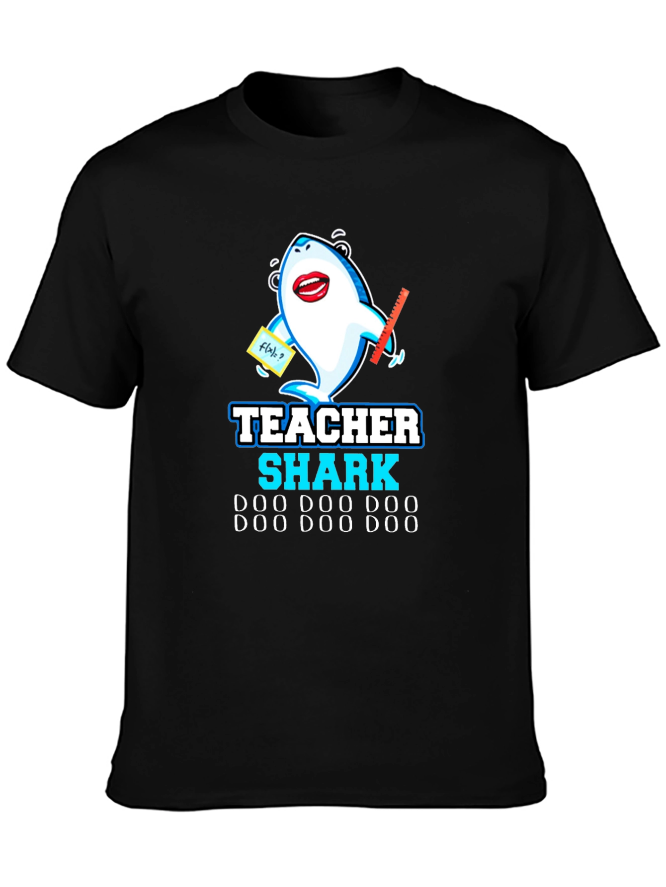 Black Teacher Shark Doo Doo T-Shirt view 3