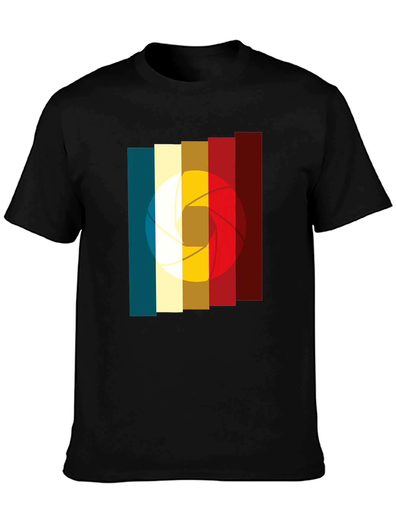 Black Retro Camera Aperture Graphic T-Shirt view 3