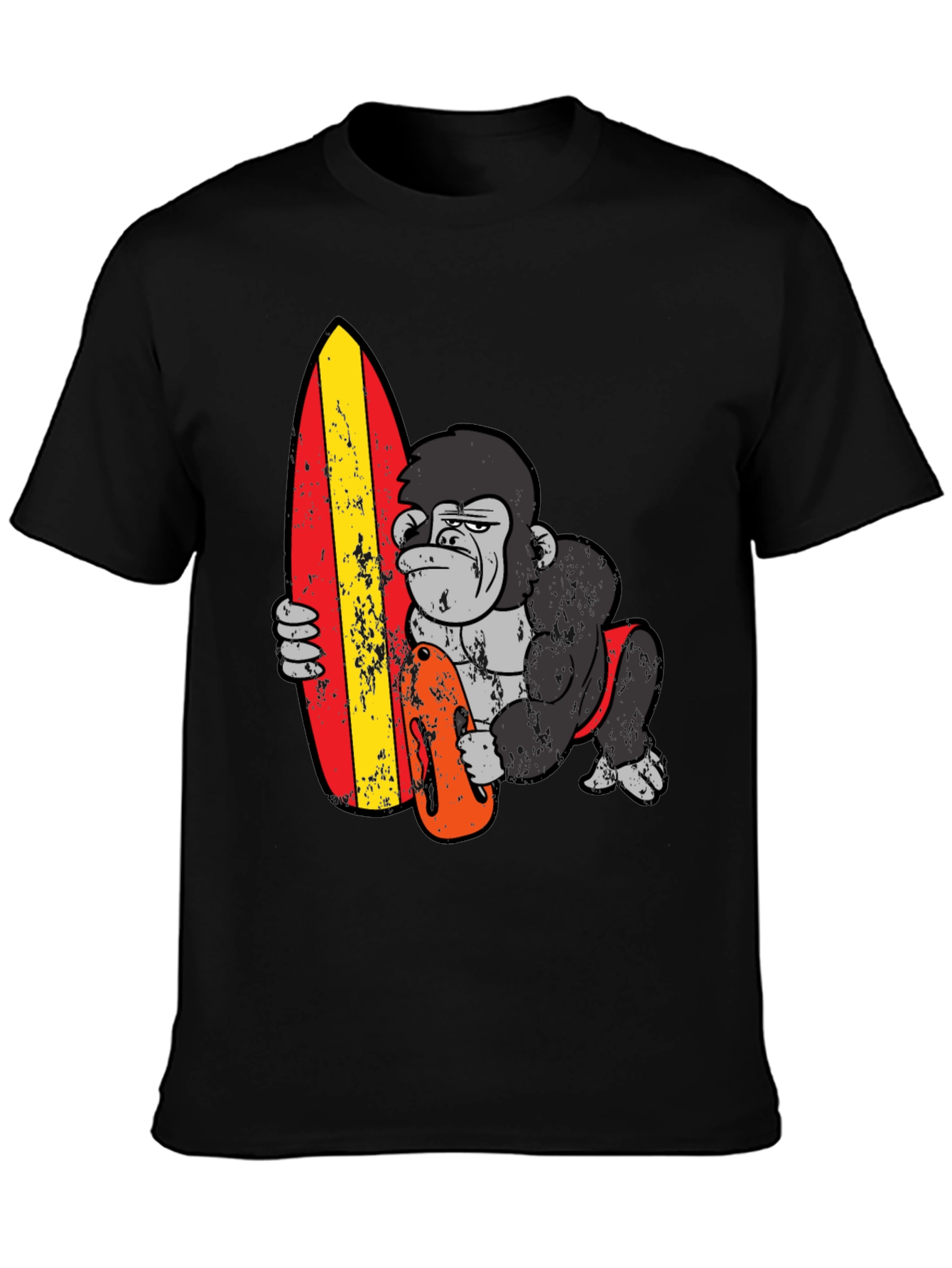Black Surfing Gorilla Graphic T-Shirt view 3
