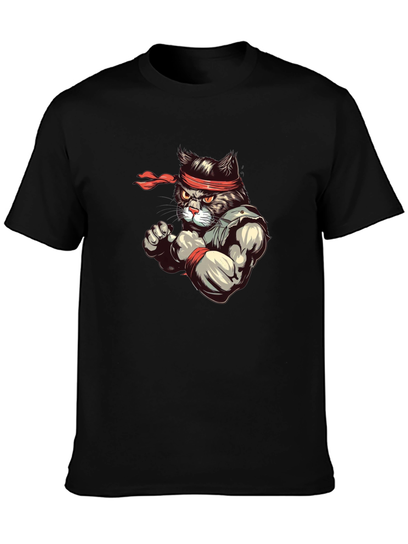 Black Martial Arts Cat T-Shirt - Ninja Cat Tee view 3