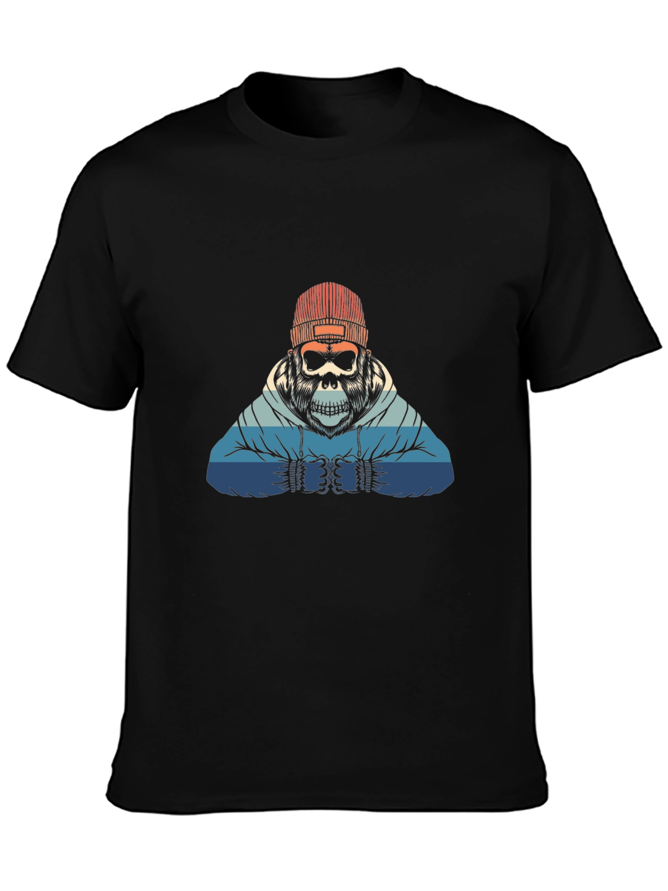 Black Retro Skull Gorilla Graphic Tee view 3