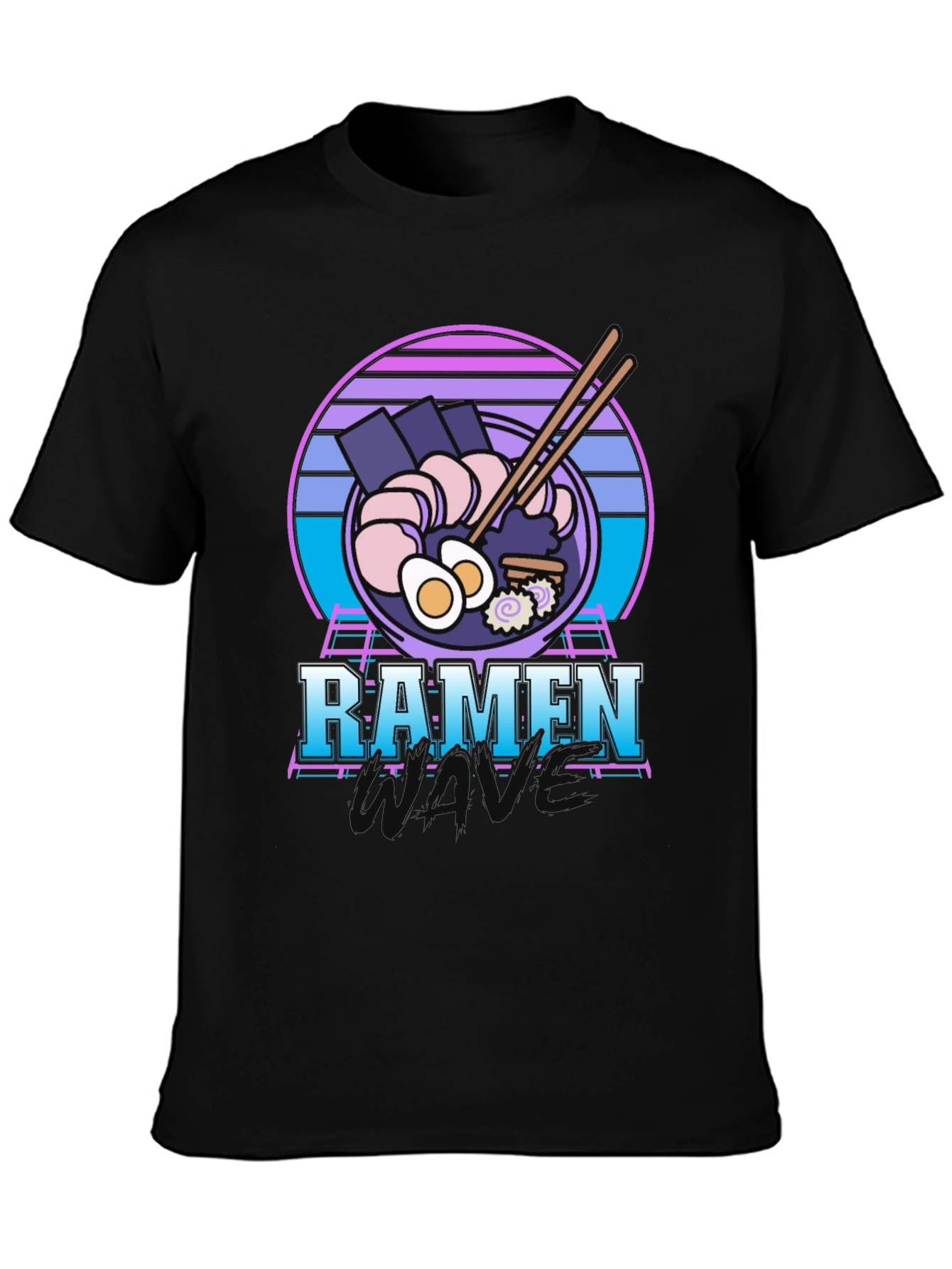 Black Retro Ramen T-Shirt - 80's Vaporwave Style Tee view 3