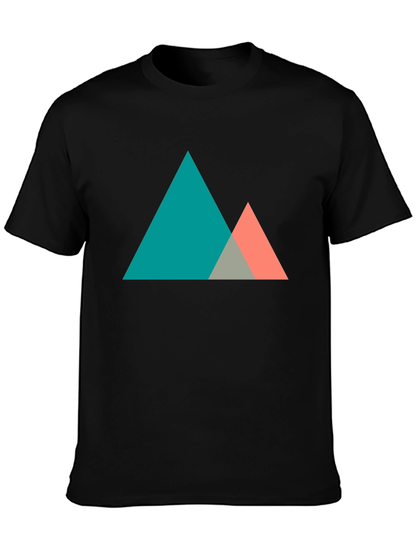 Black Geometric Mountain Graphic Tee - Modern Black T-Shirt view 3