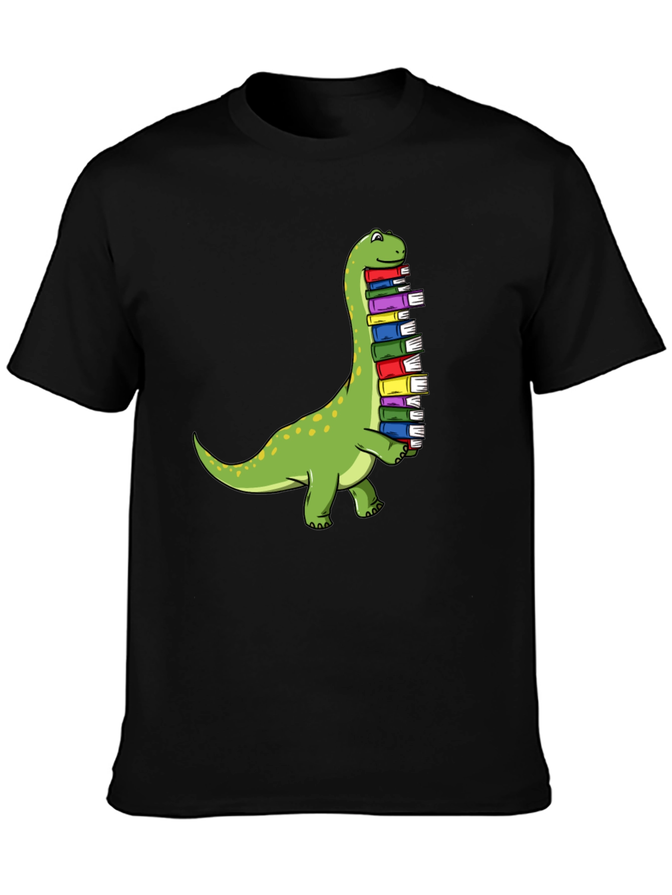 Black Dino Bookworm Tee - Cute Dinosaur Reading T-Shirt view 3