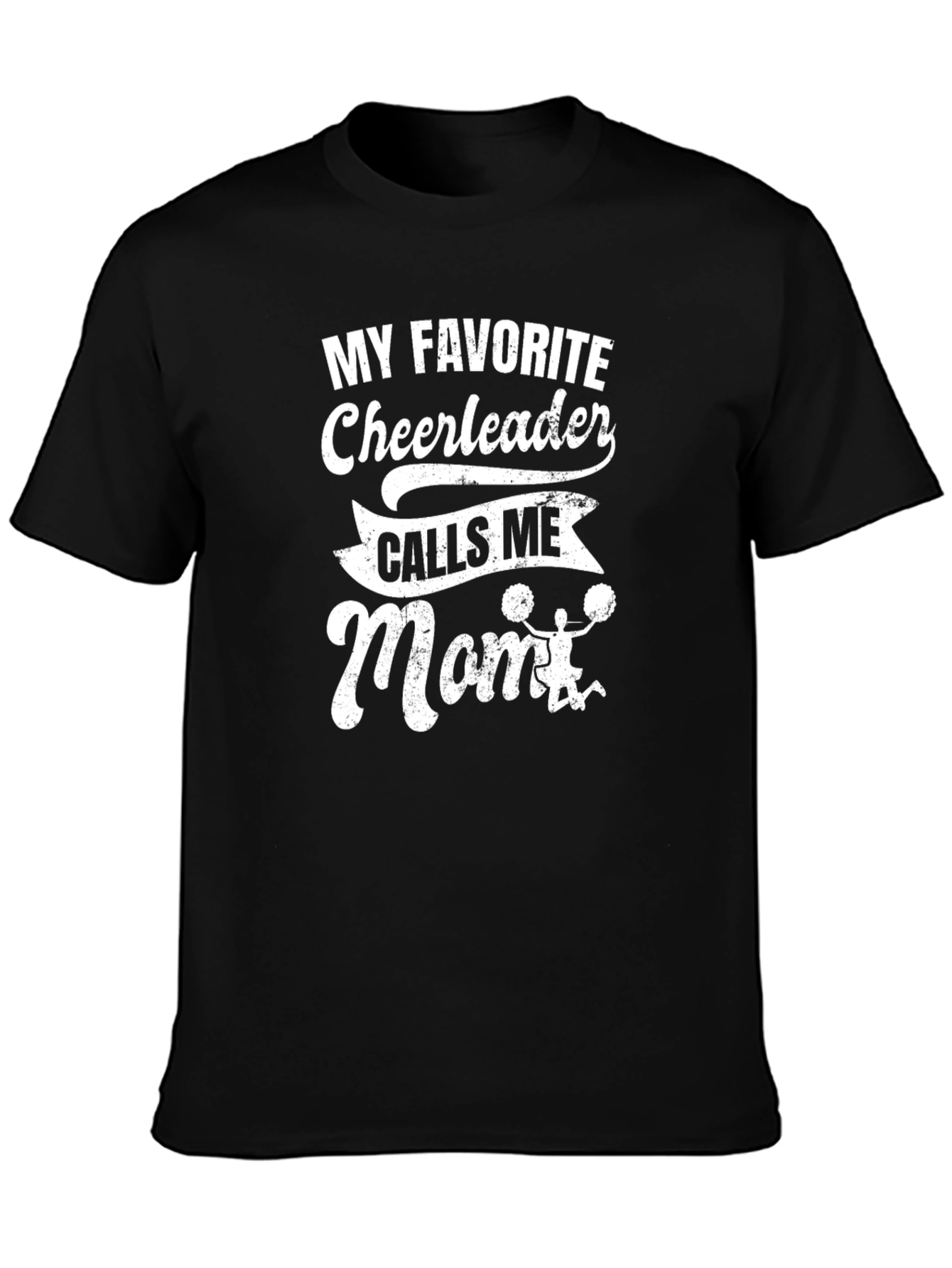 Black Cheerleader Mom T-Shirt - Black Cotton Tee view 3