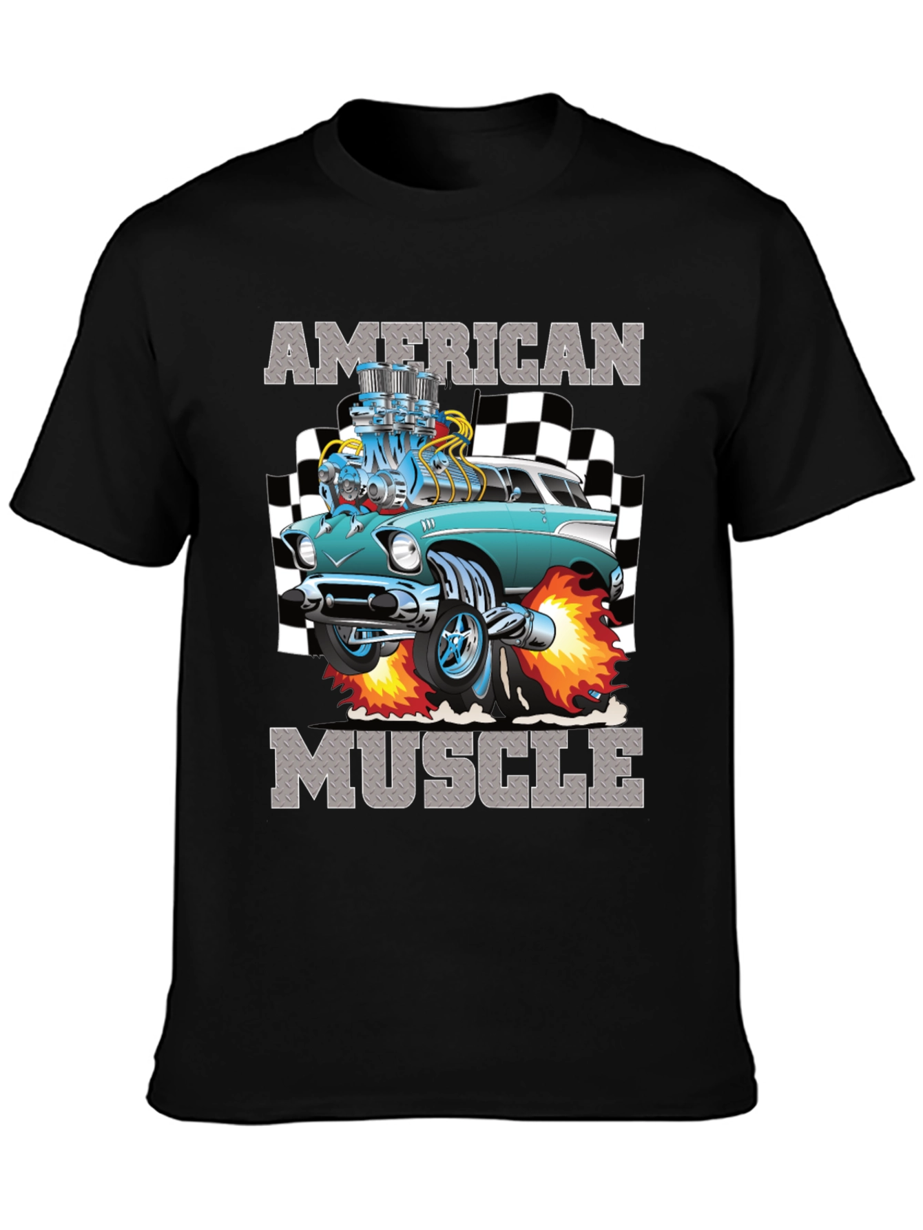 Black American Muscle Car Graphic T-Shirt view 3