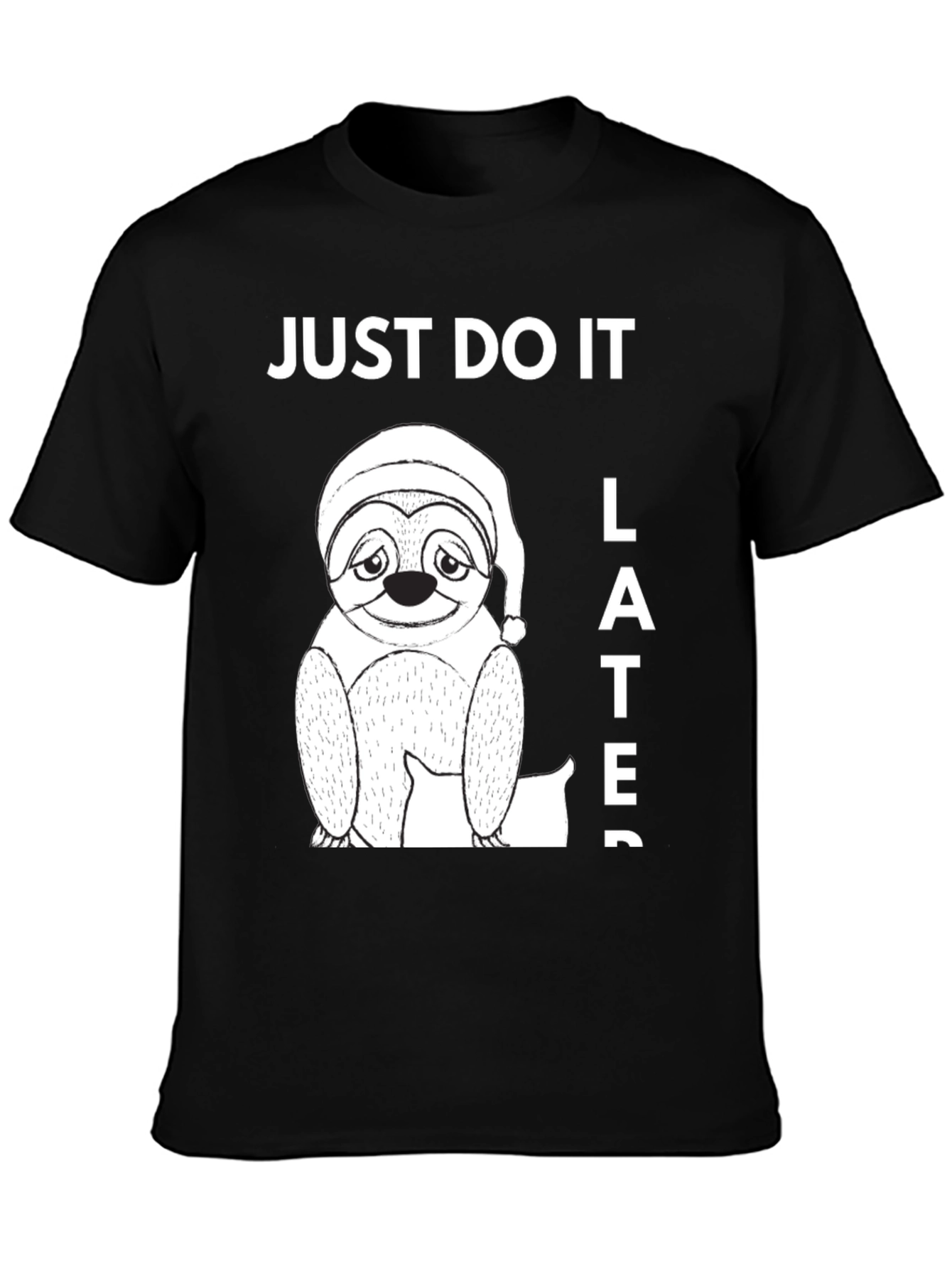 Black Just Do It Later Sloth Graphic Tee view 3