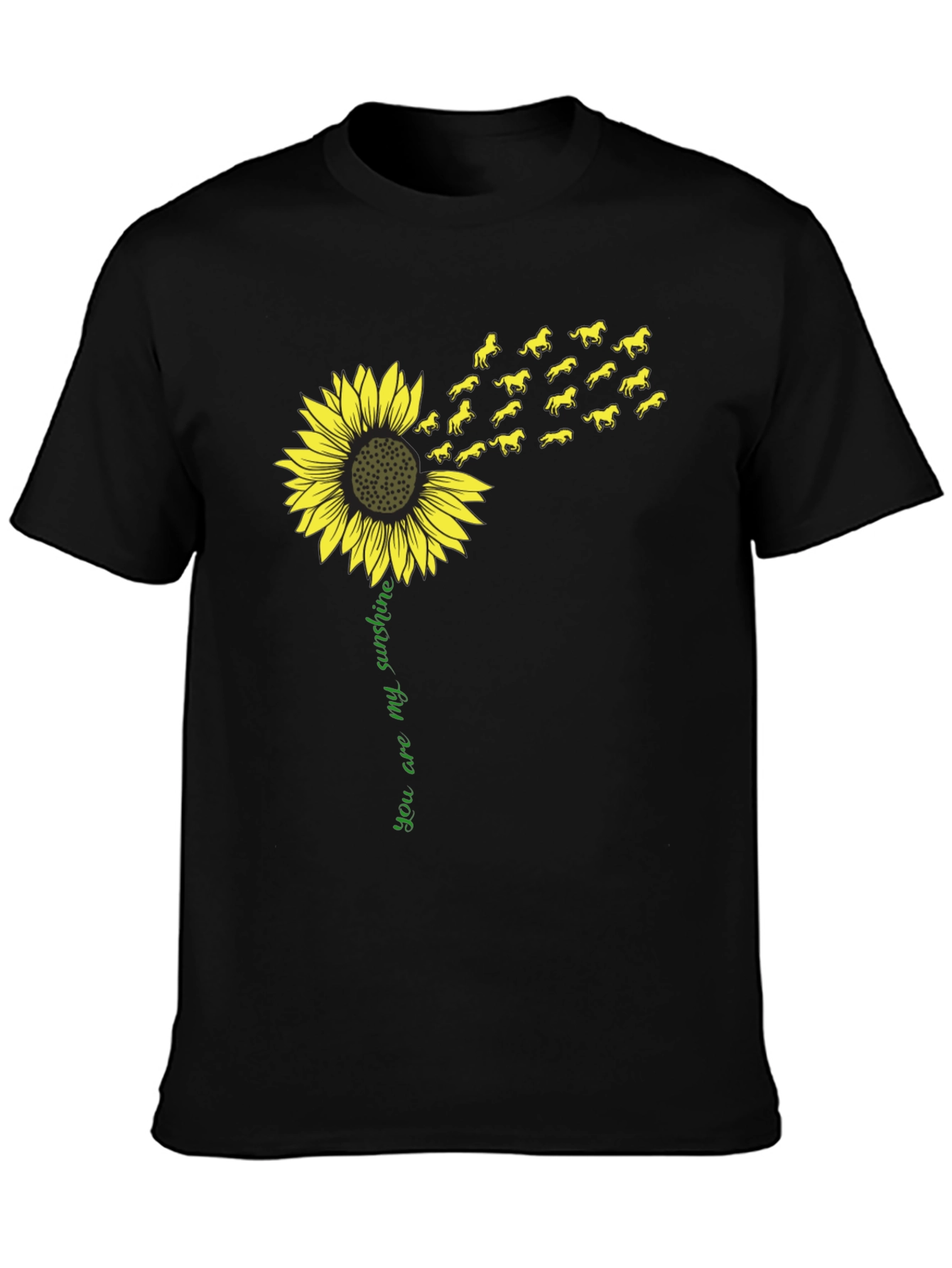 Black Sunflower Horse T-Shirt - You Are My Sunshine Tee view 3