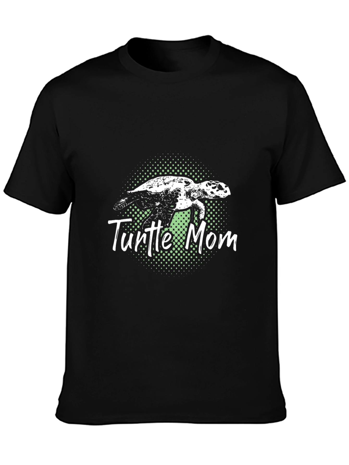Black Turtle Mom Graphic Tee - Black Cotton T-Shirt view 3