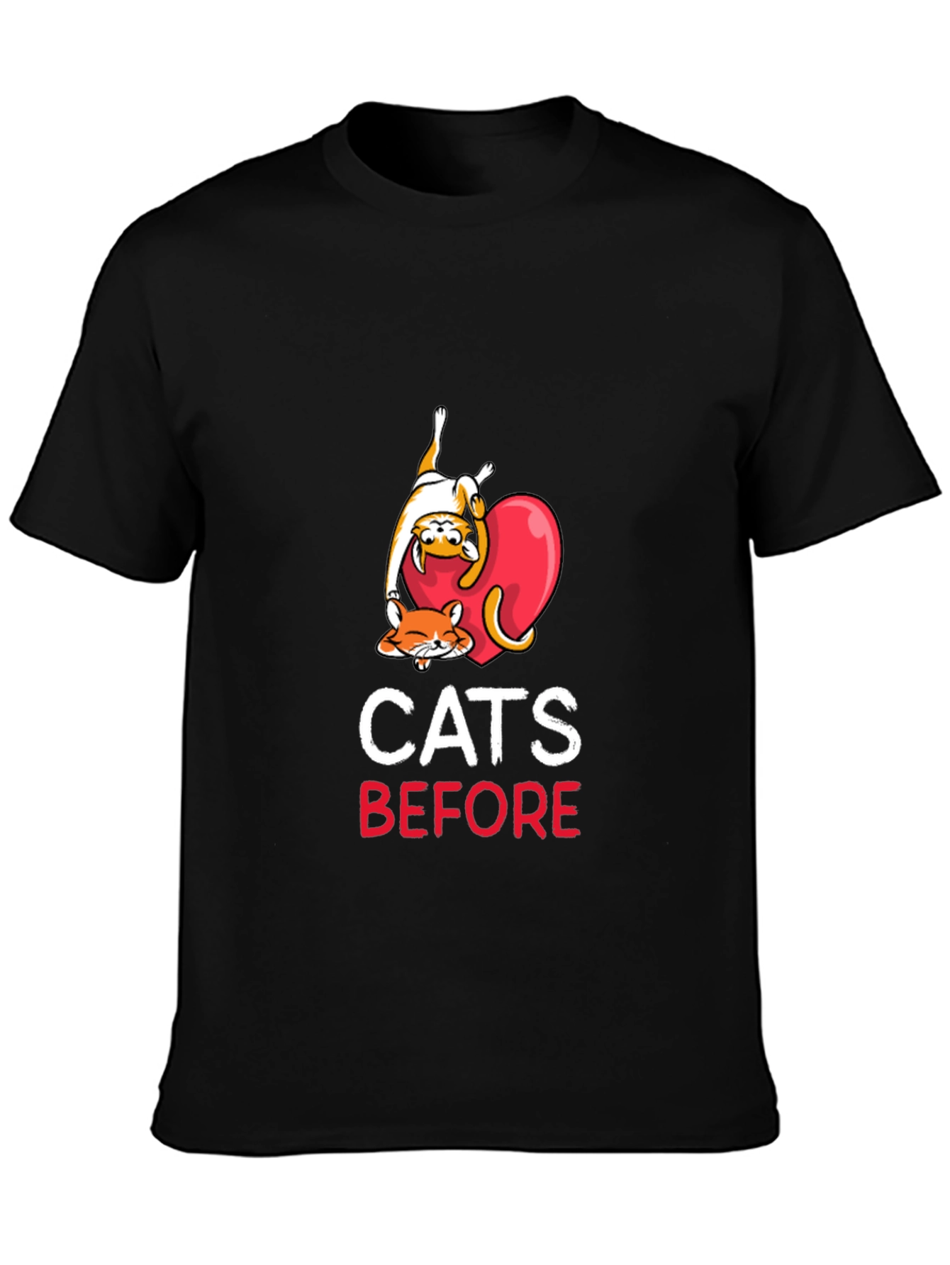 Black Cats Before Anything Men's Black Graphic T-Shirt view 3