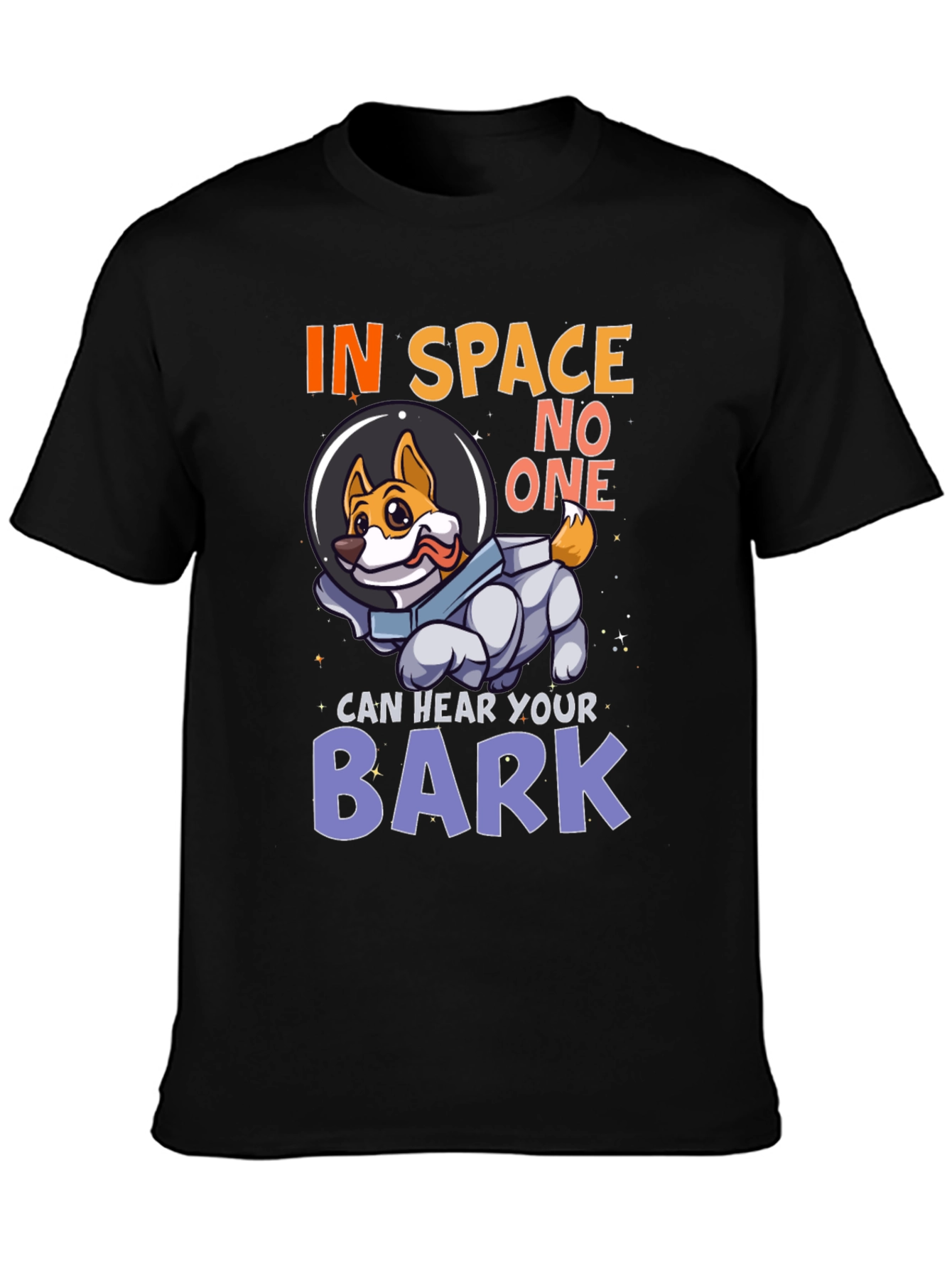 Black In Space No One Can Hear Your Bark Dog T-Shirt view 3