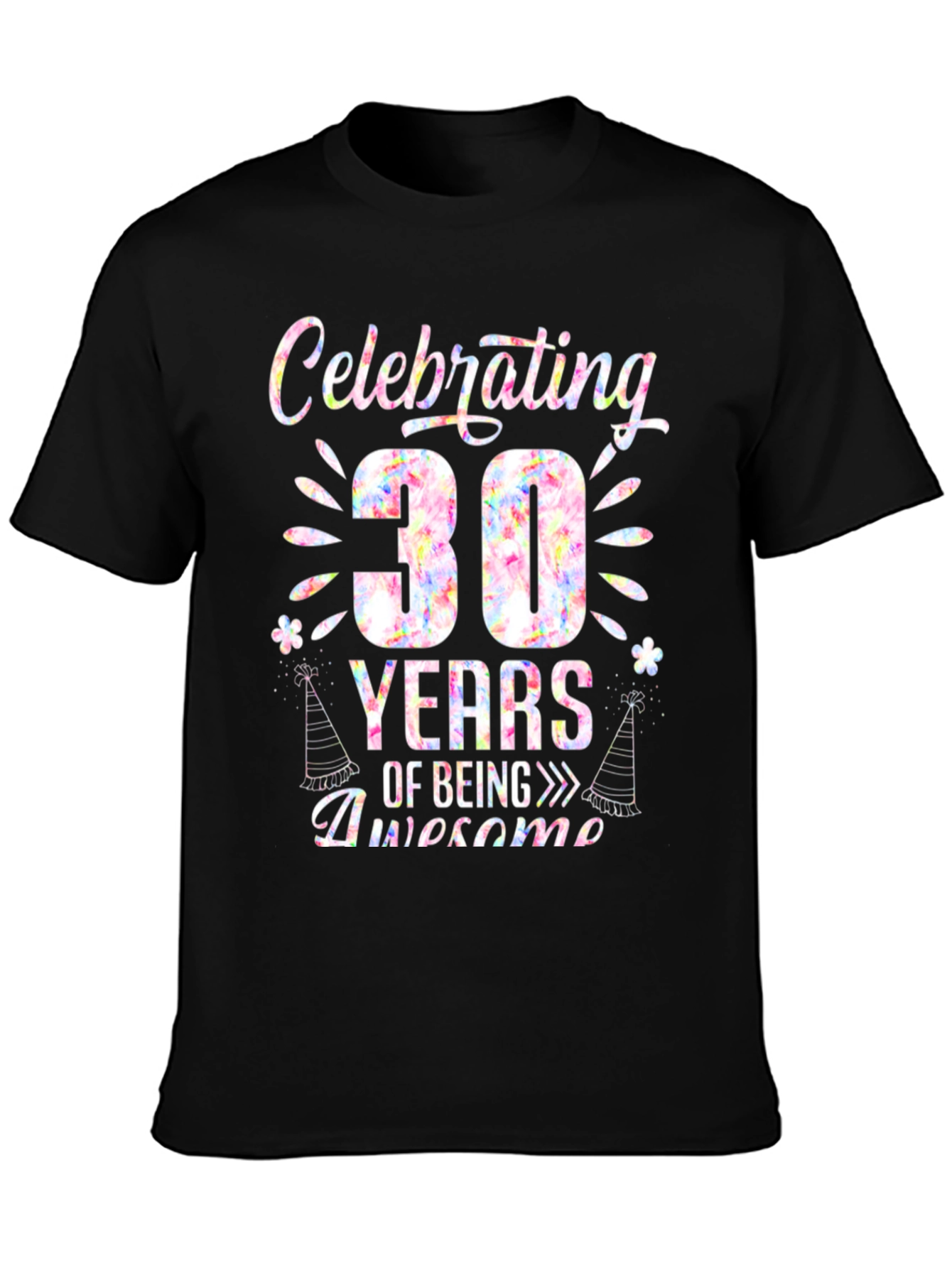 Black Celebrating 30 Years Awesome Birthday T-Shirt view 3