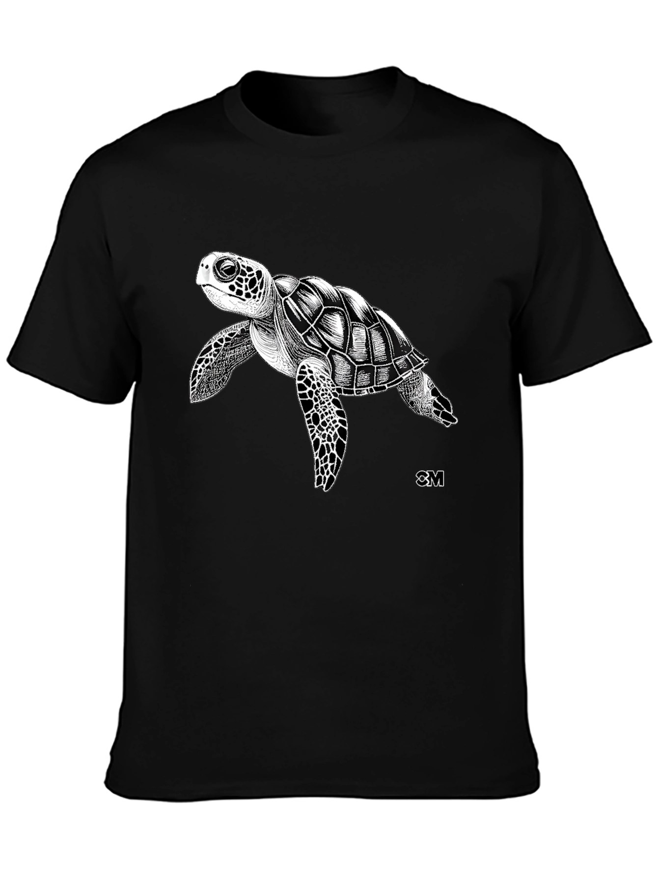 Black Sea Turtle Graphic Tee - Men's Black T-Shirt view 3