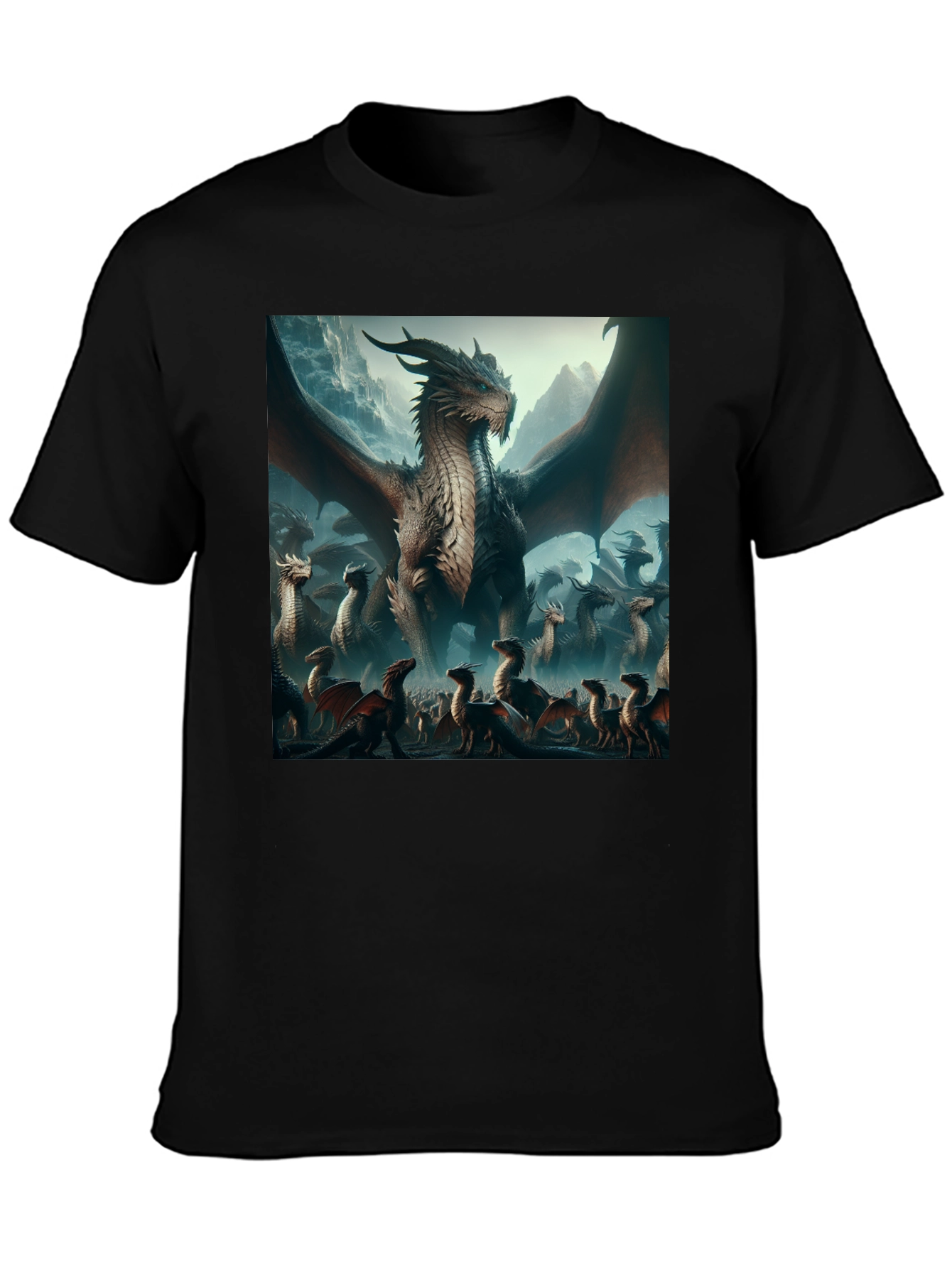 Black Dragon T-Shirt - Fantasy Art Graphic Tee view 3