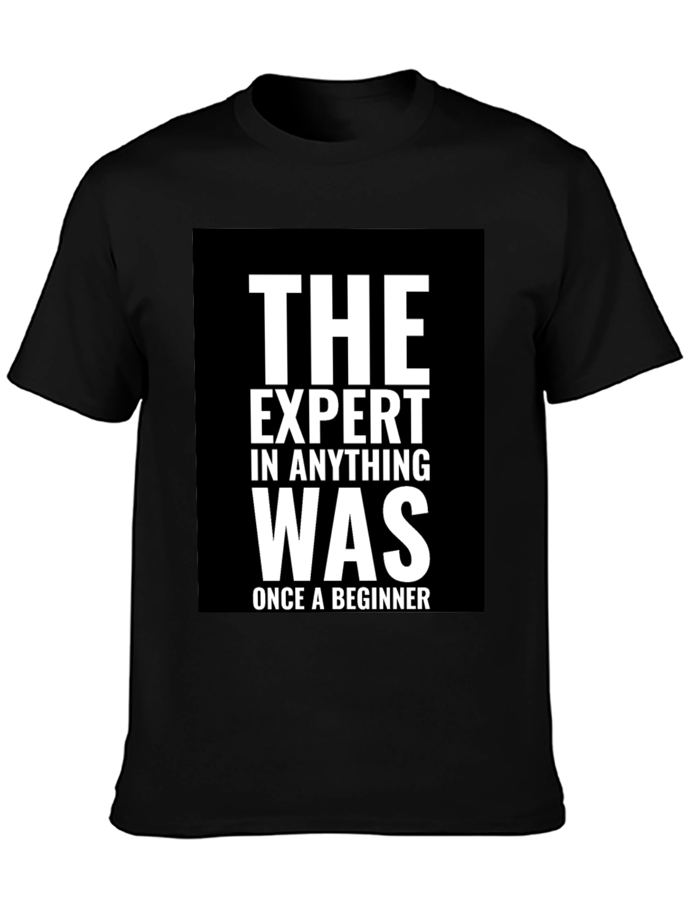 Black Expert Beginner T-Shirt - Motivational Black Tee view 3