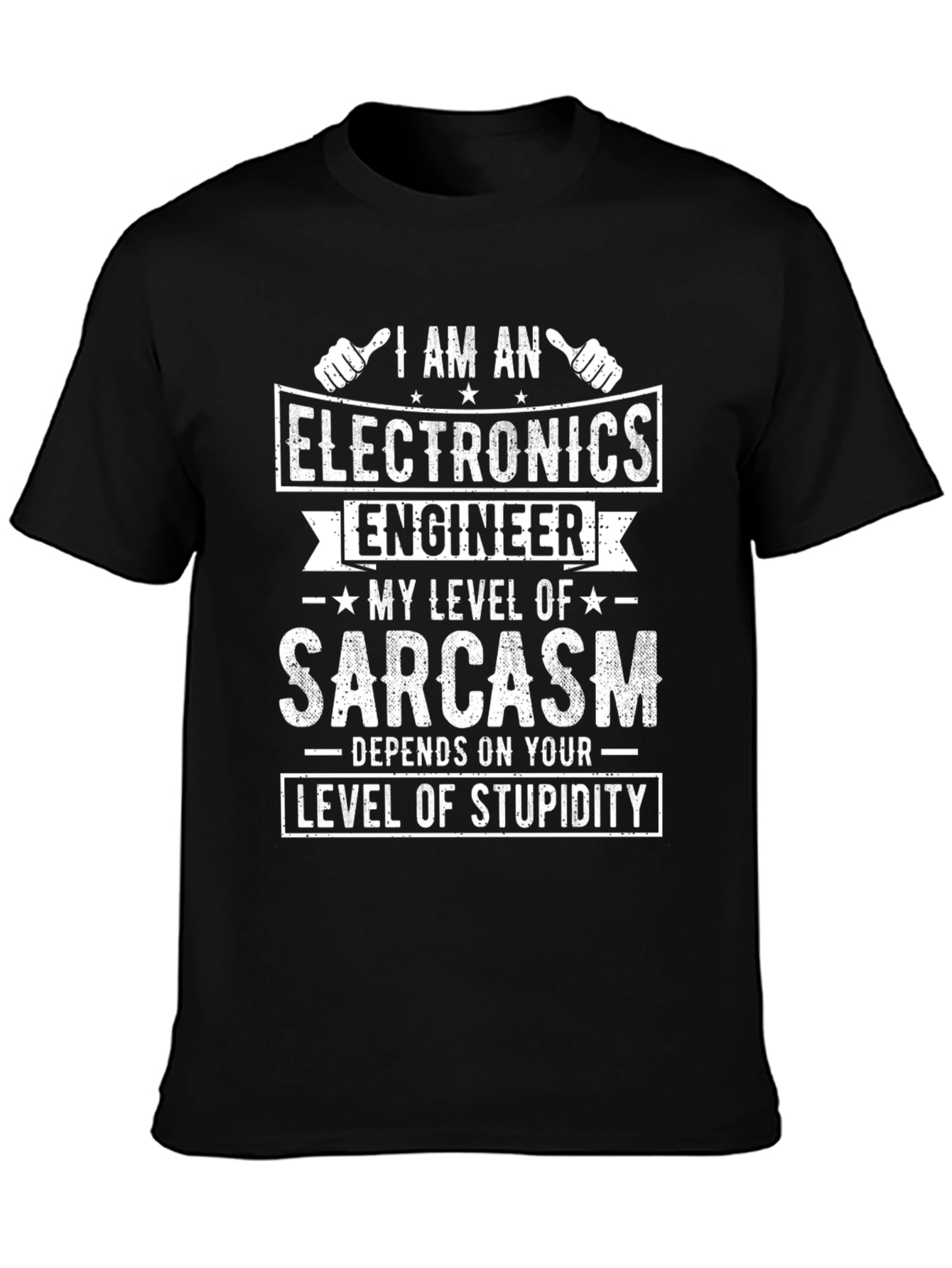 Black Electronics Engineer Sarcasm T-Shirt view 3