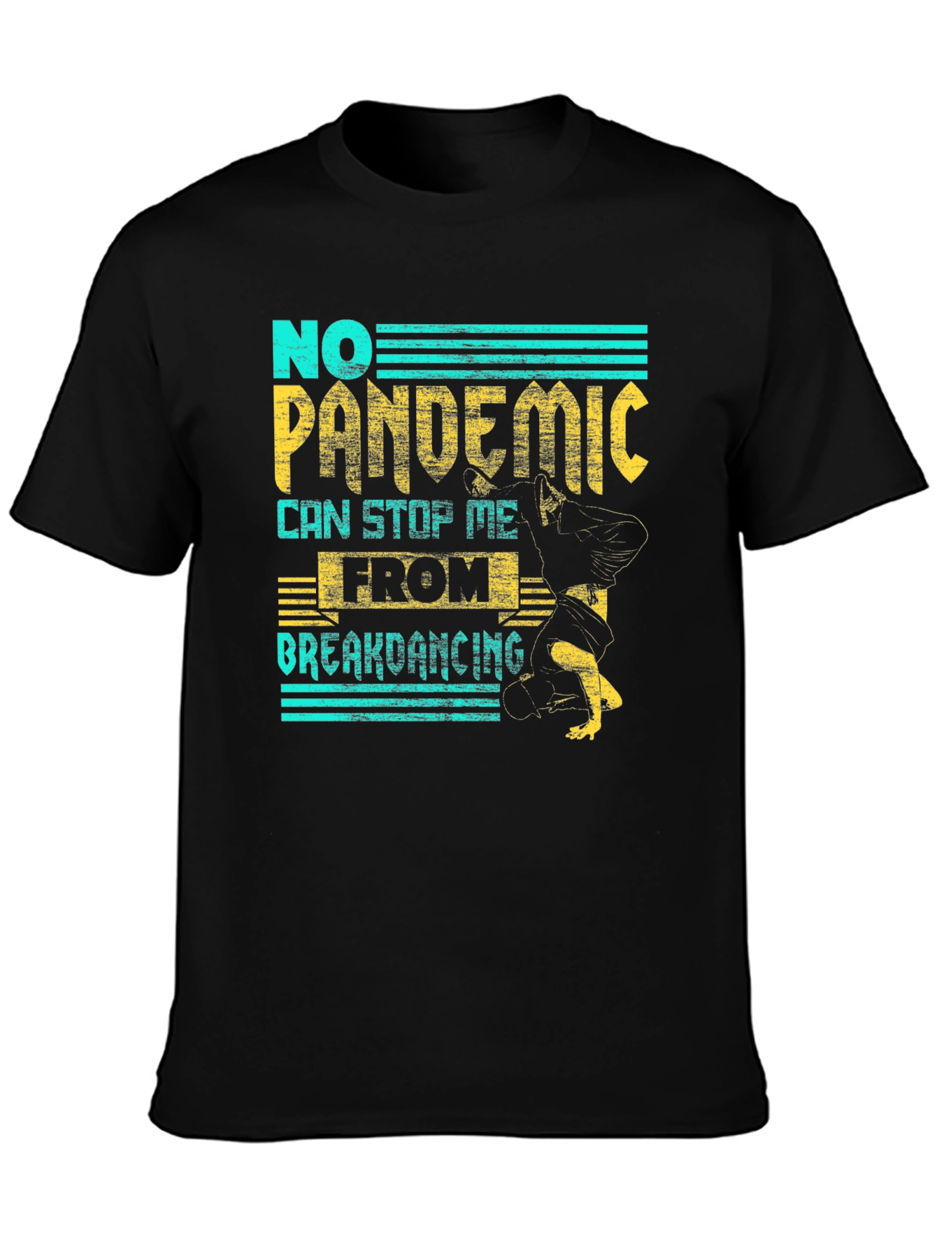 Black No Pandemic Breakdancing Graphic Tee view 3