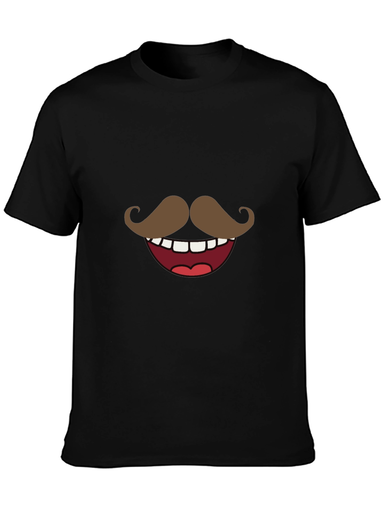 Black Funny Mustache Smile Graphic Tee - Black view 3