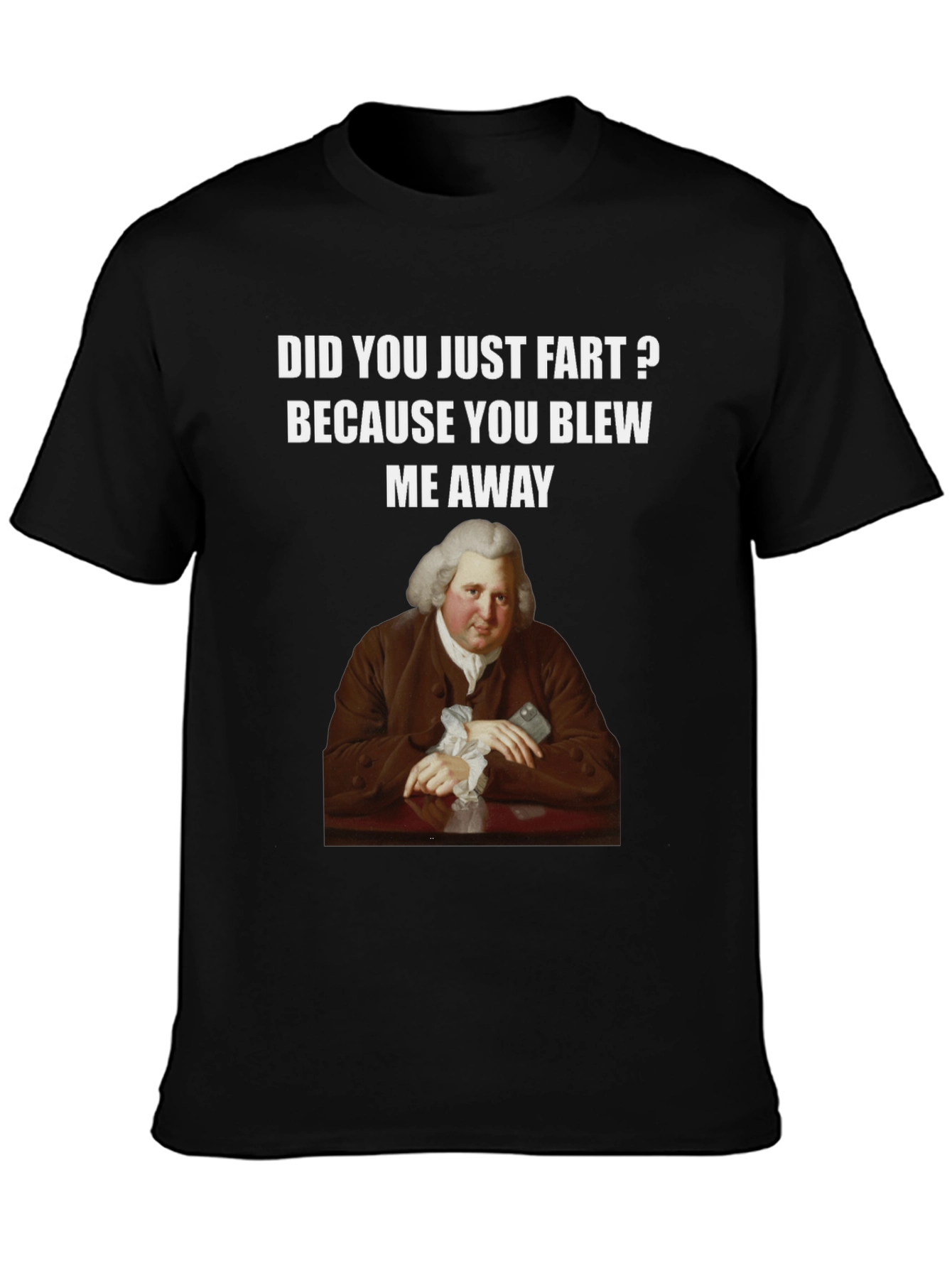 Black Humorous Fart T-Shirt with Classical Art view 3