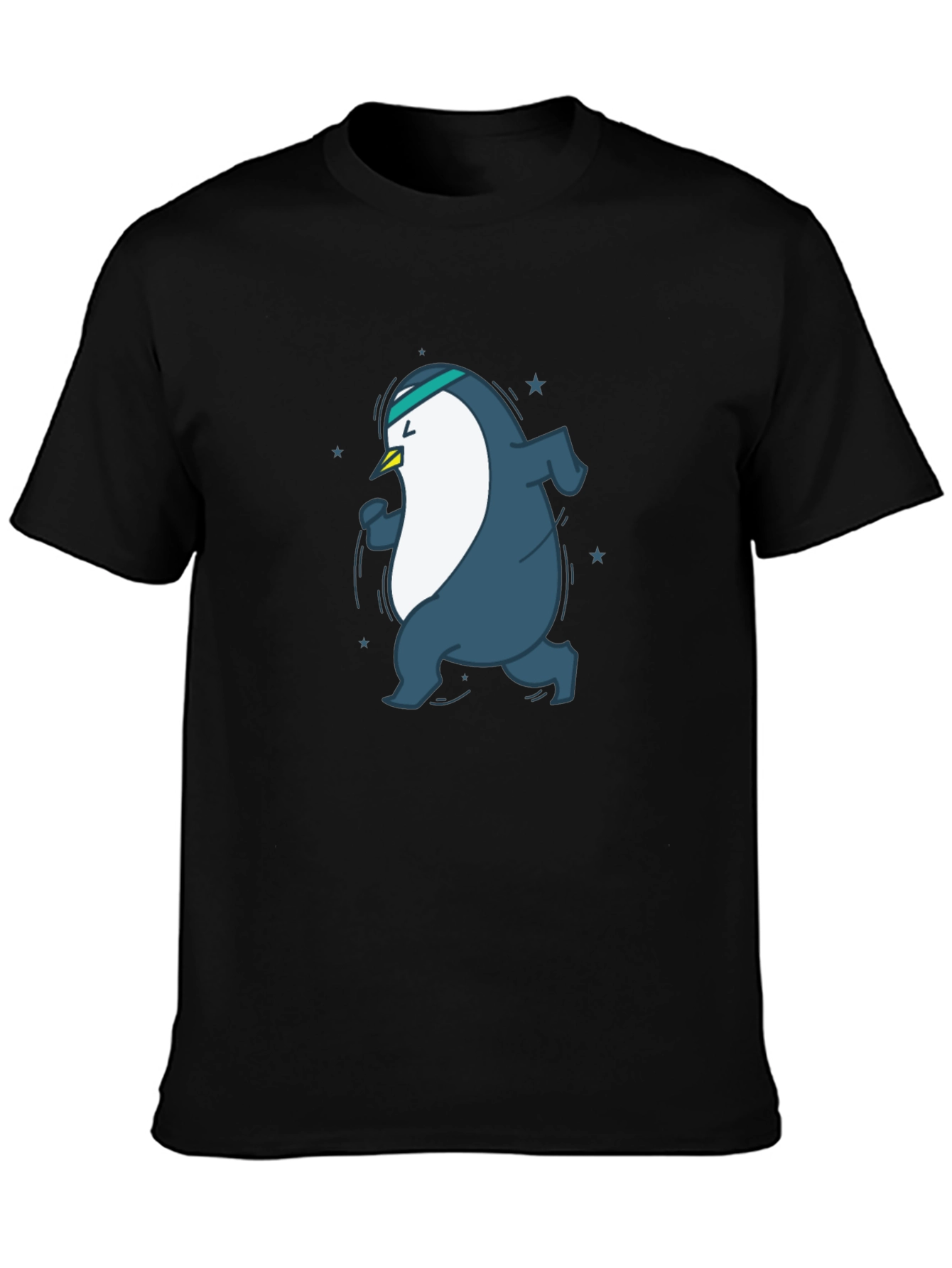 Black Running Penguin Graphic Tee - Black view 3