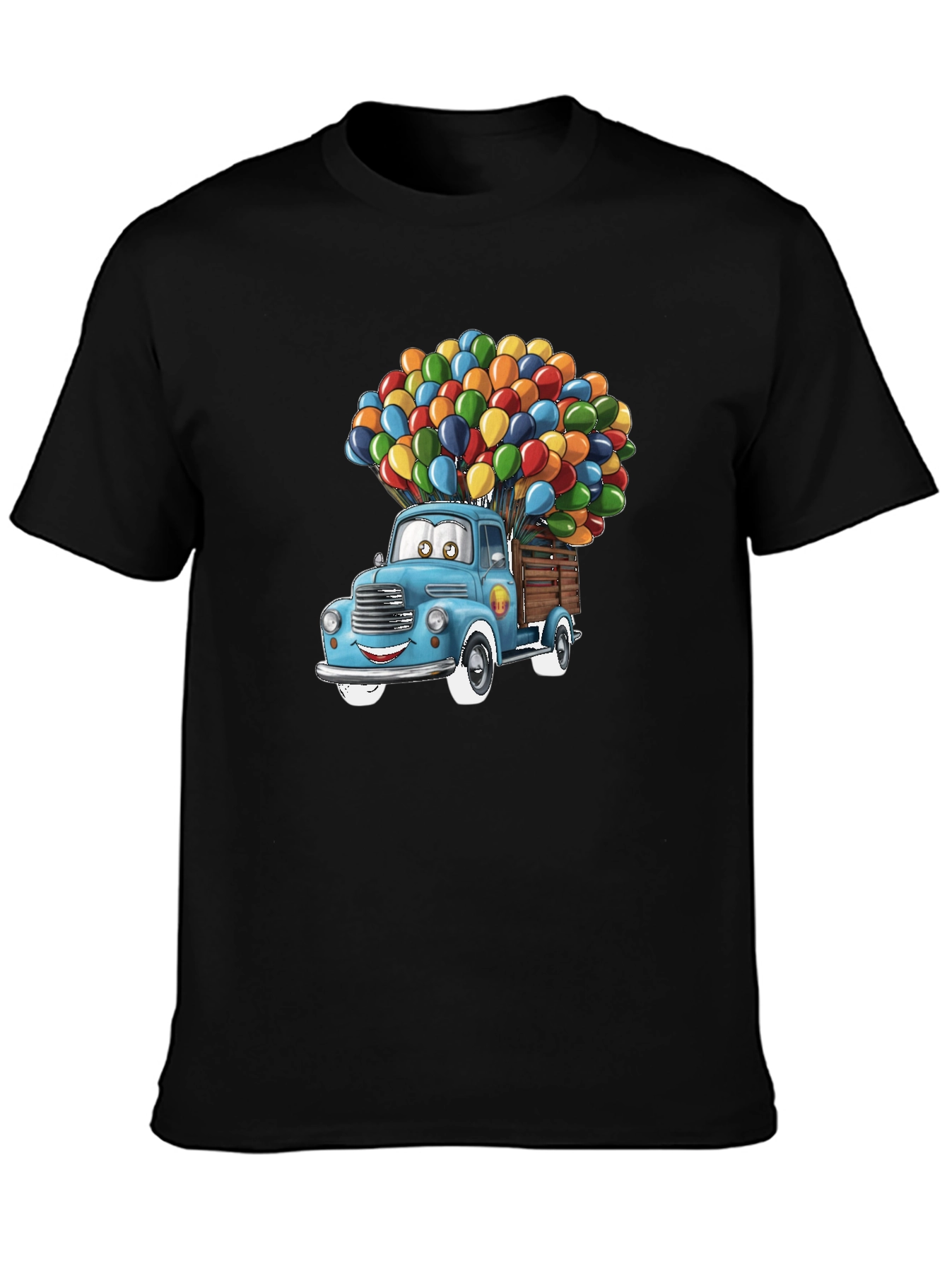 Black Cartoon Truck Balloon Graphic Tee view 3