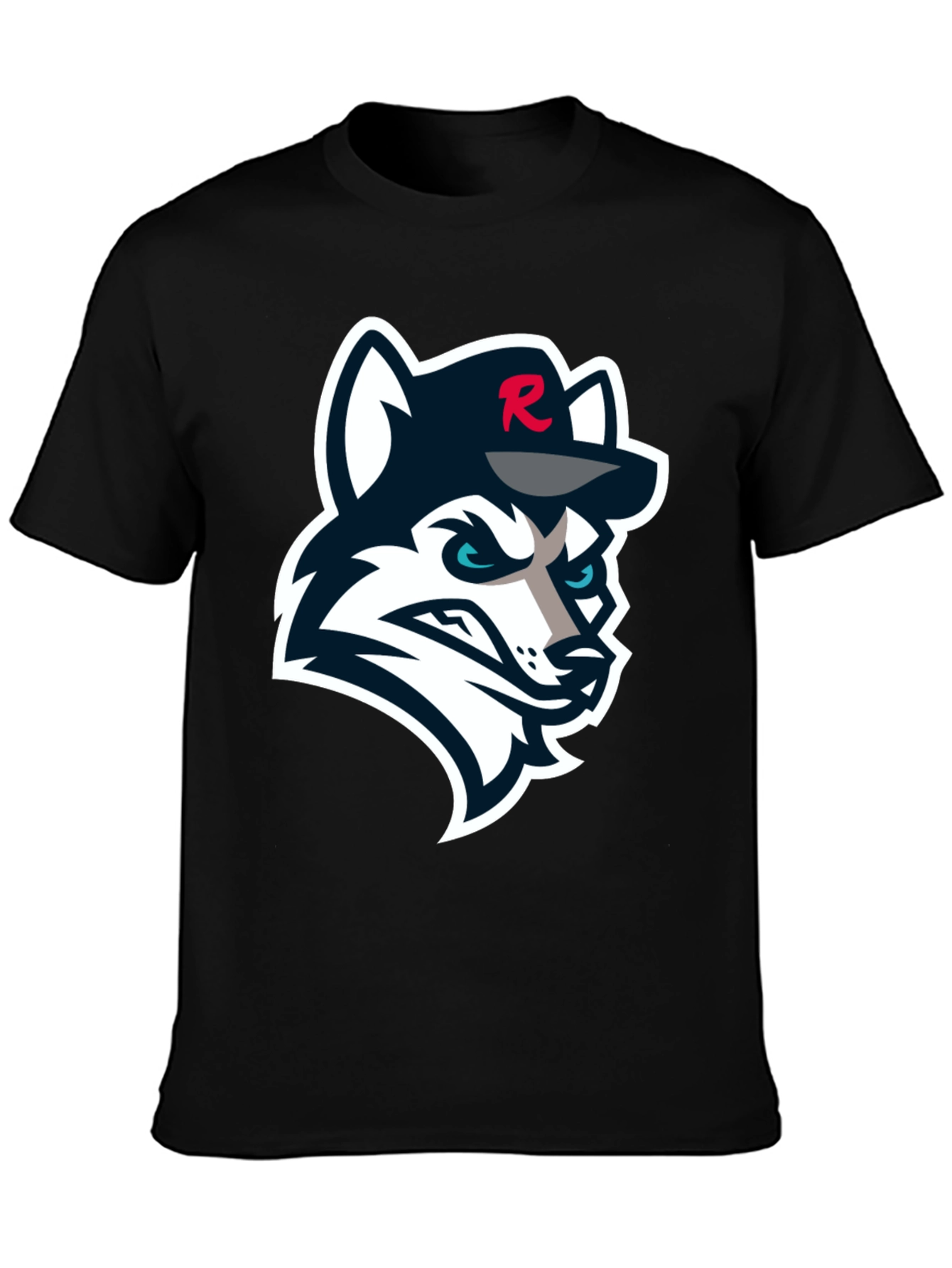 Black Black T-Shirt with Wolf Logo view 3