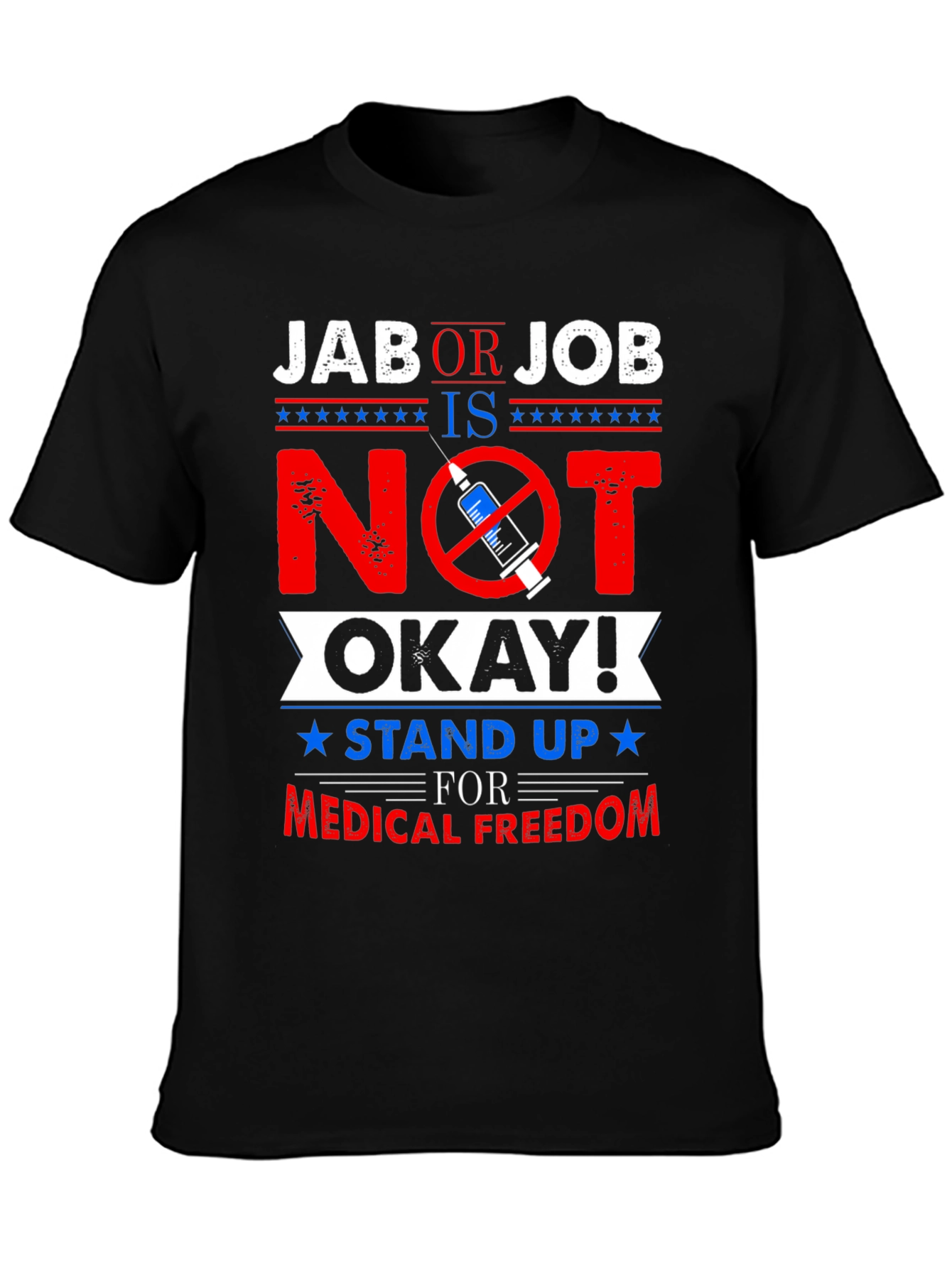 Black Jab or Job Anti Vaccine T-Shirt view 3
