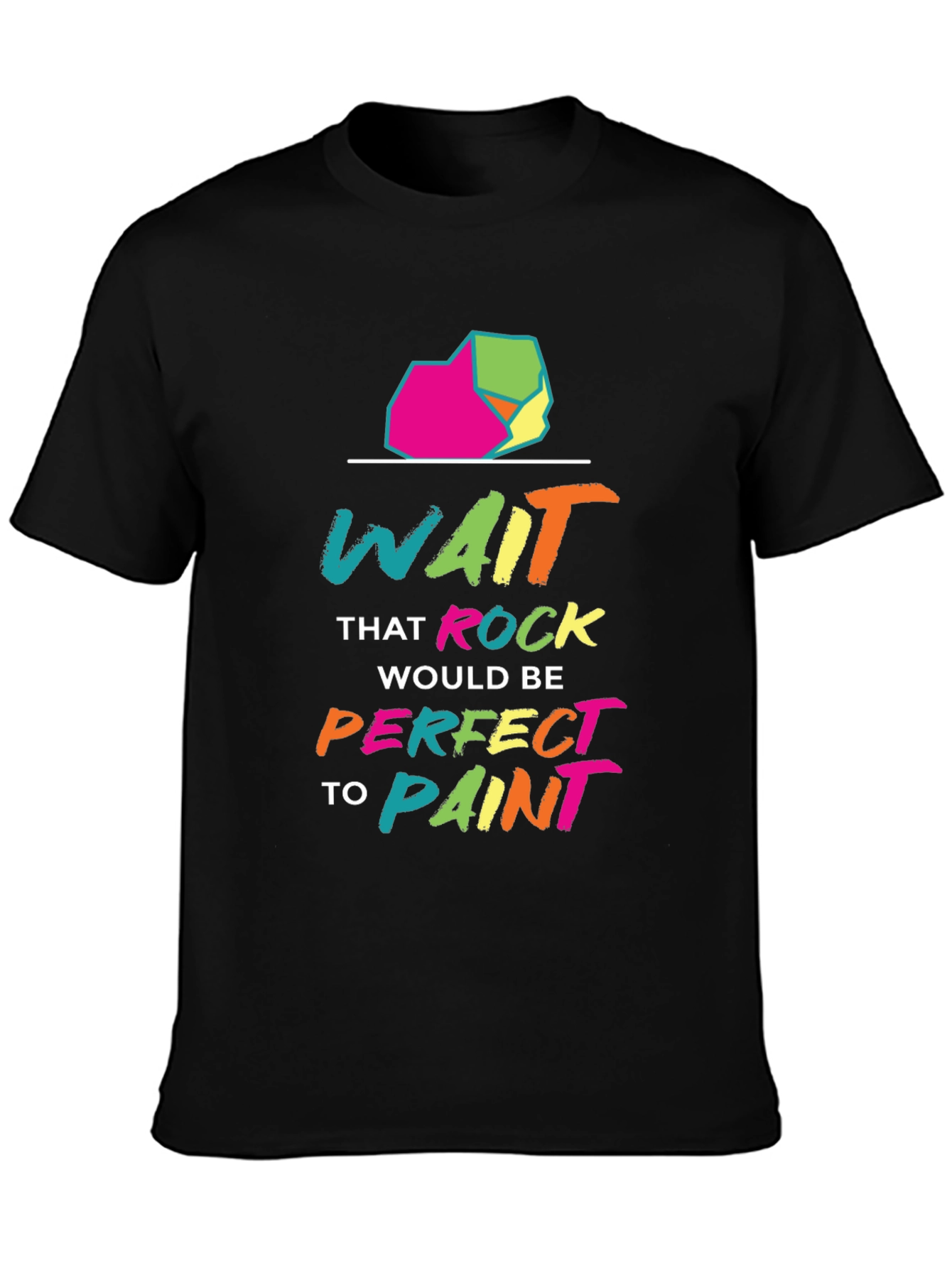 Black Colorful Rock Painting T-Shirt - Unique Graphic Tee view 3