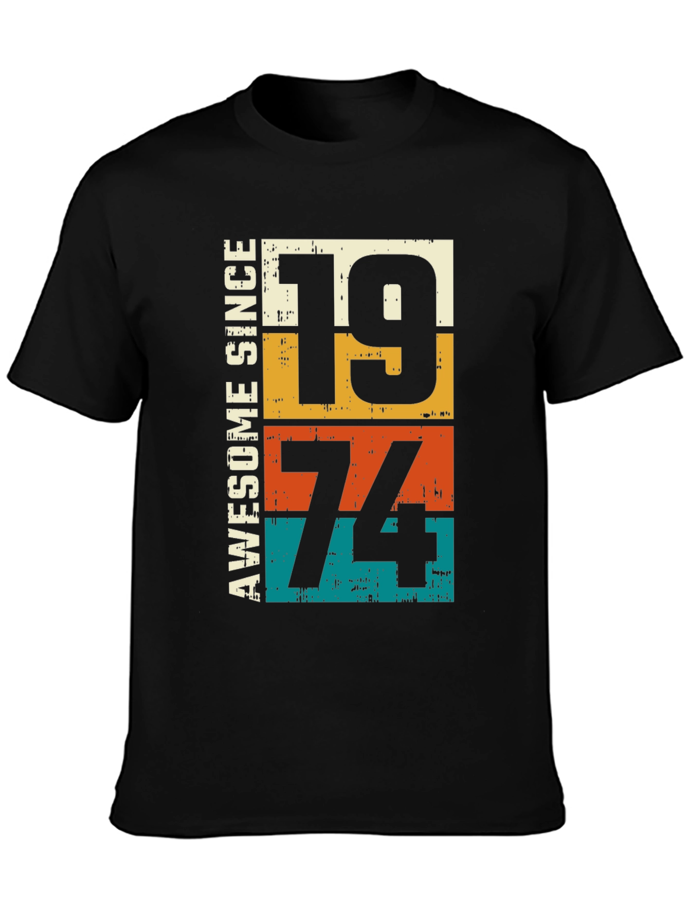 Black Awesome Since 1974 Birthday Graphic T-Shirt view 3